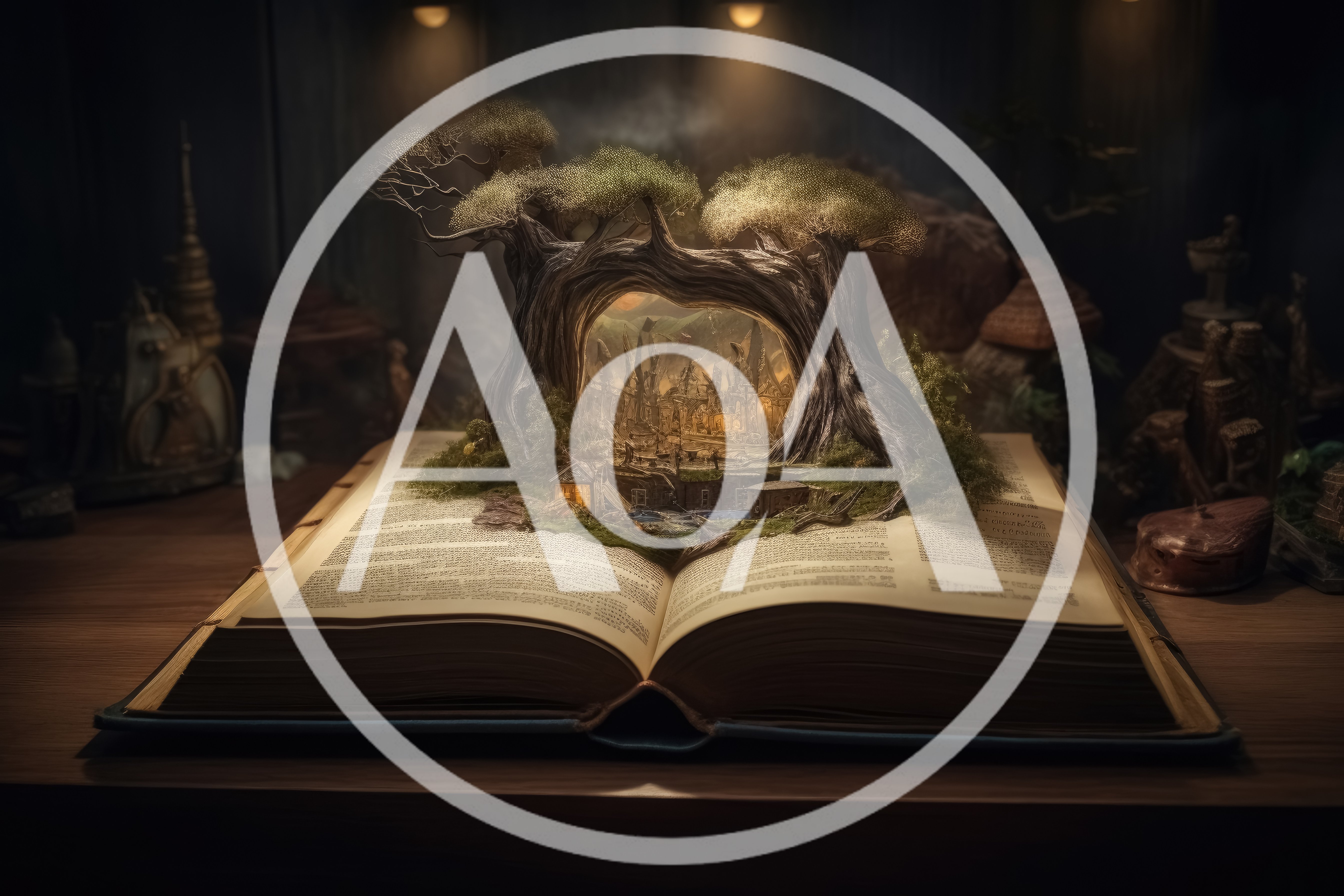 Fantasy Tree Portal Emerging From An Open Book