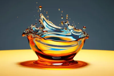 Abstract Liquid Splash In A Glass Bowl