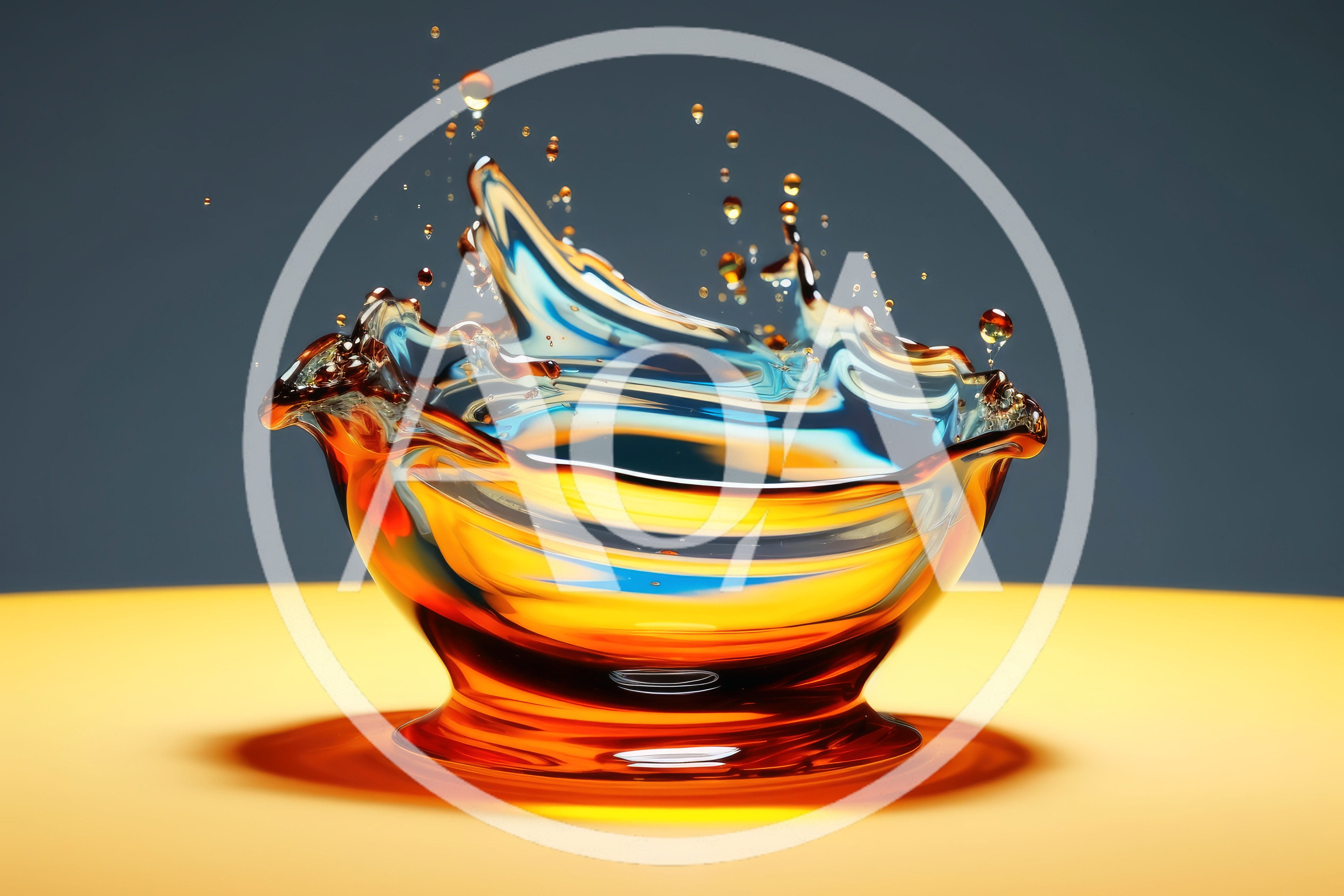 Abstract Liquid Splash In A Glass Bowl