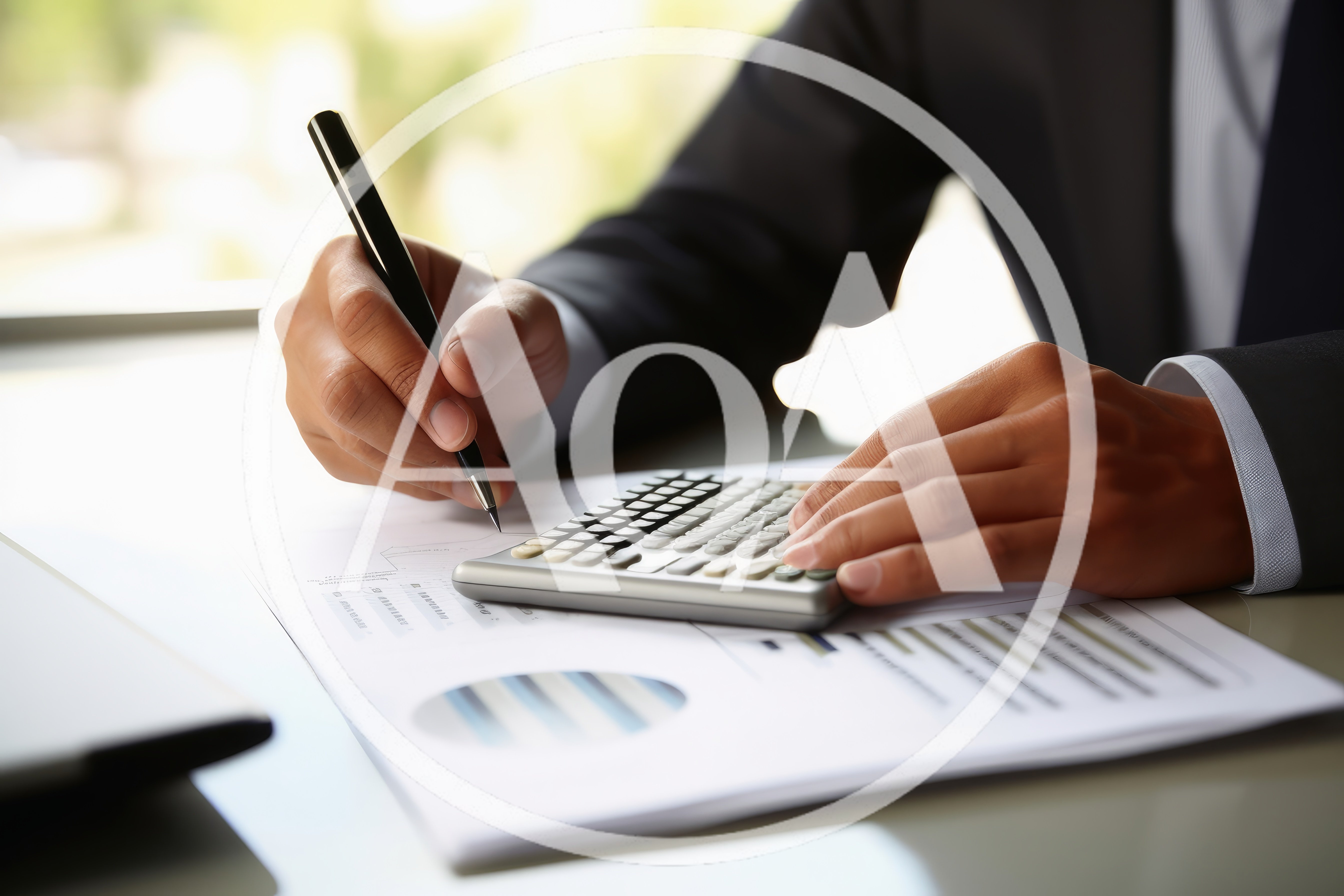 Business Professional Calculating Financial Data With Pen And Calculator