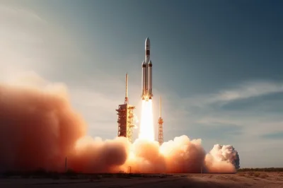 Heavy Lift Rocket Launching From Spaceport