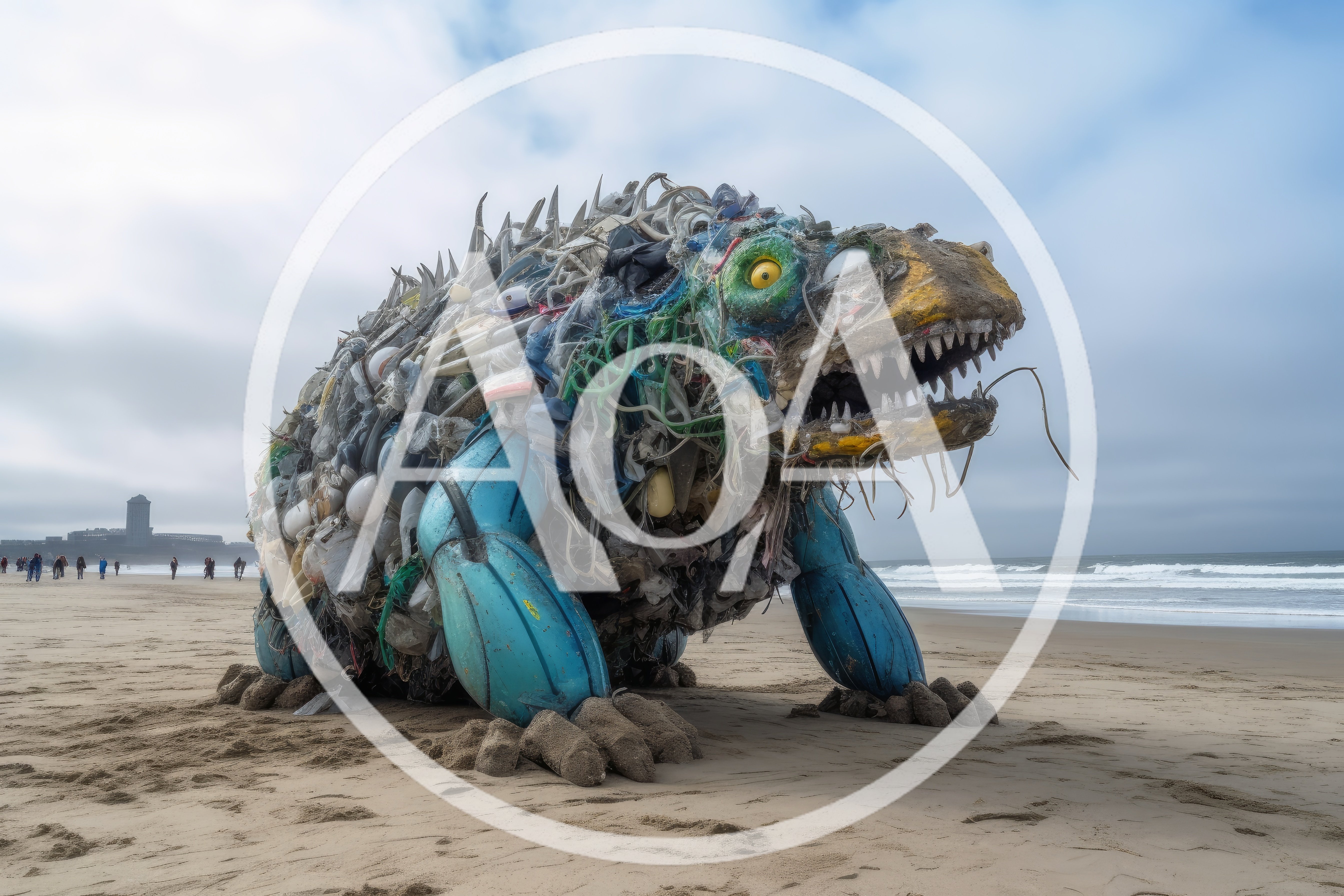 Large Monster Sculpture Made From Ocean Plastic Waste