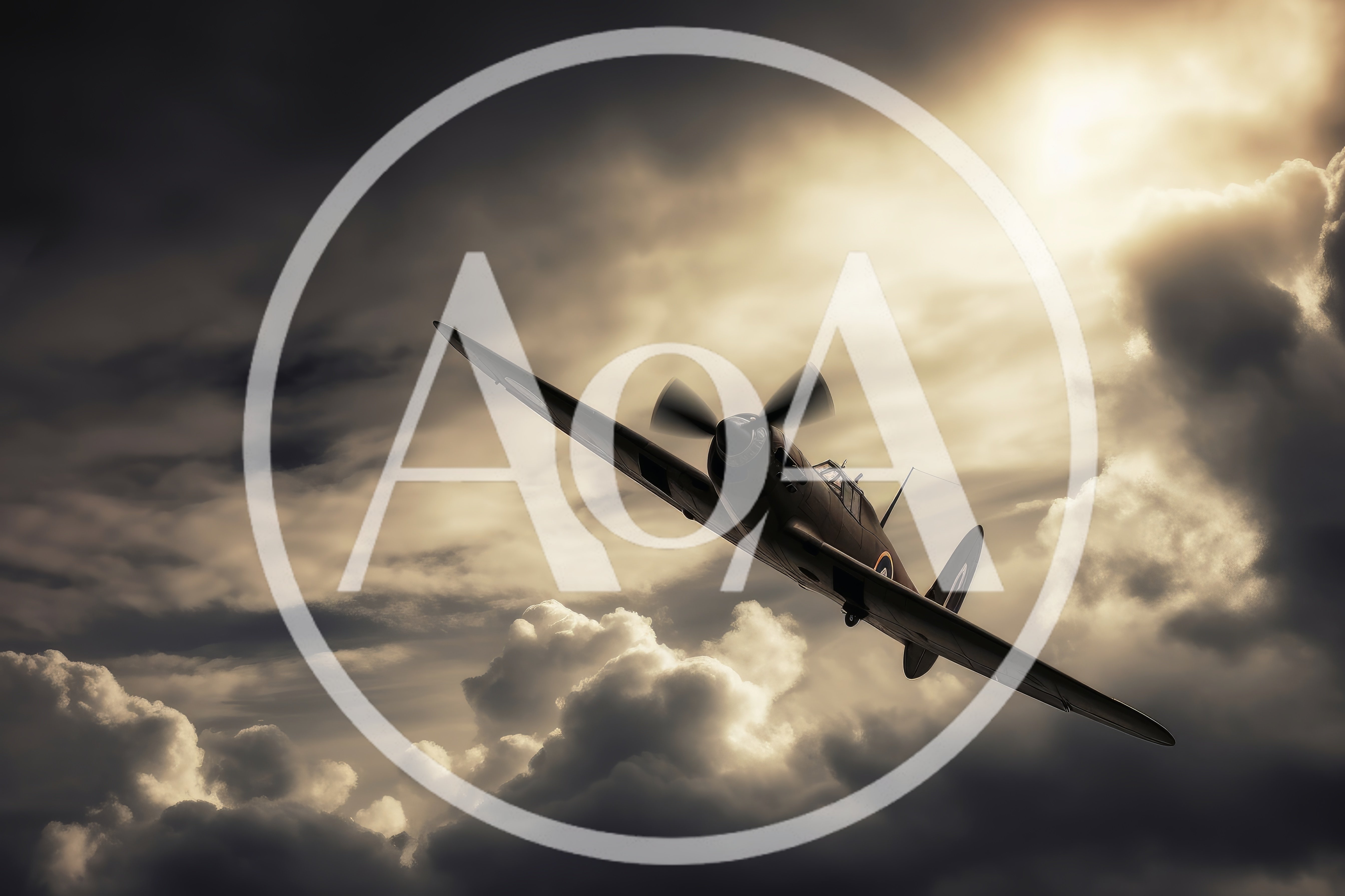 Vintage Supermarine Spitfire Flying Through Dramatic Storm Clouds