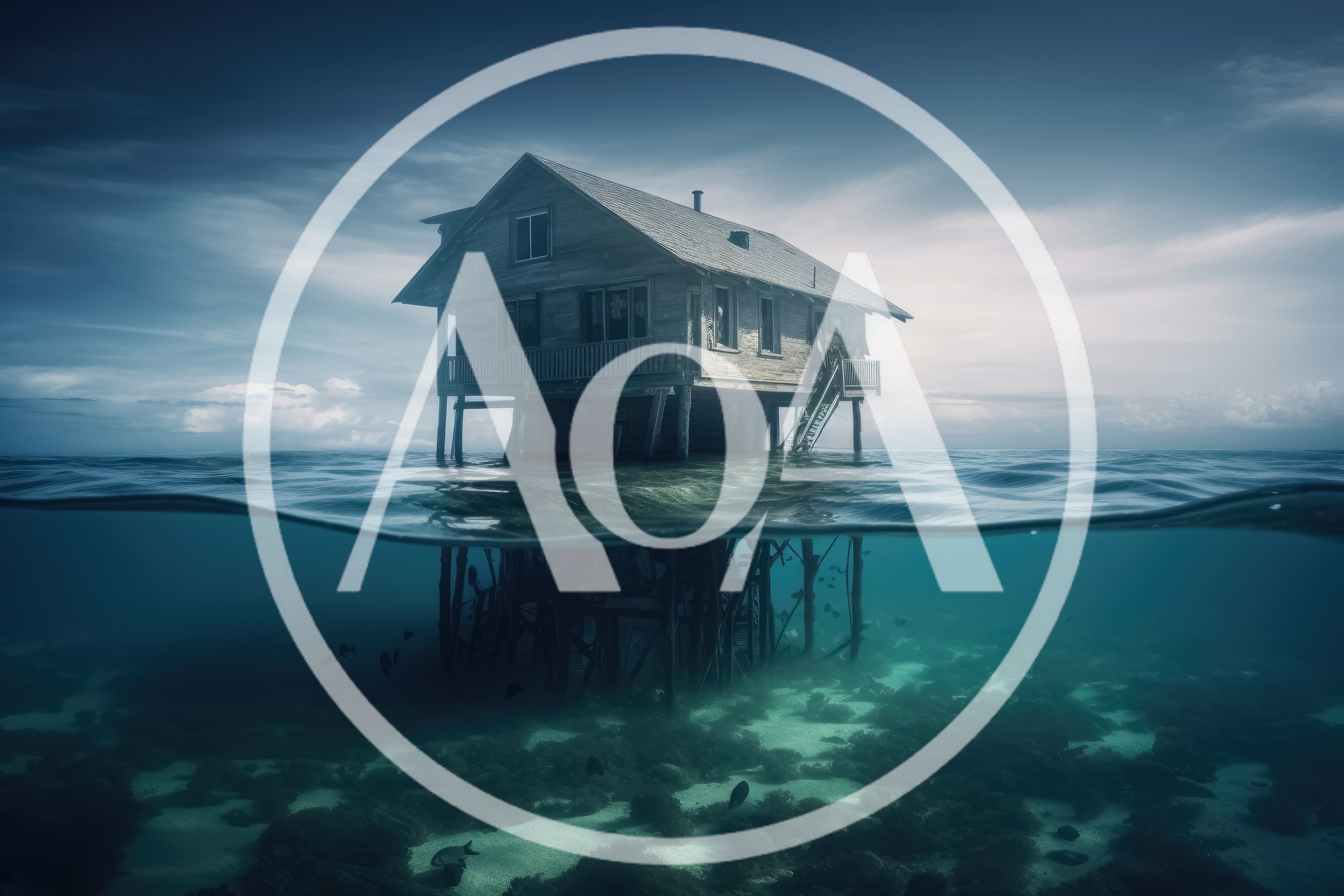 Stilt House Above And Below The Ocean Surface