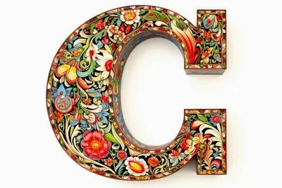 Ornate Floral Letter C Typography Design
