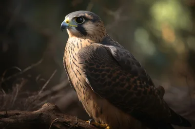 Peregrine Falcon Perched On A Tree Branch