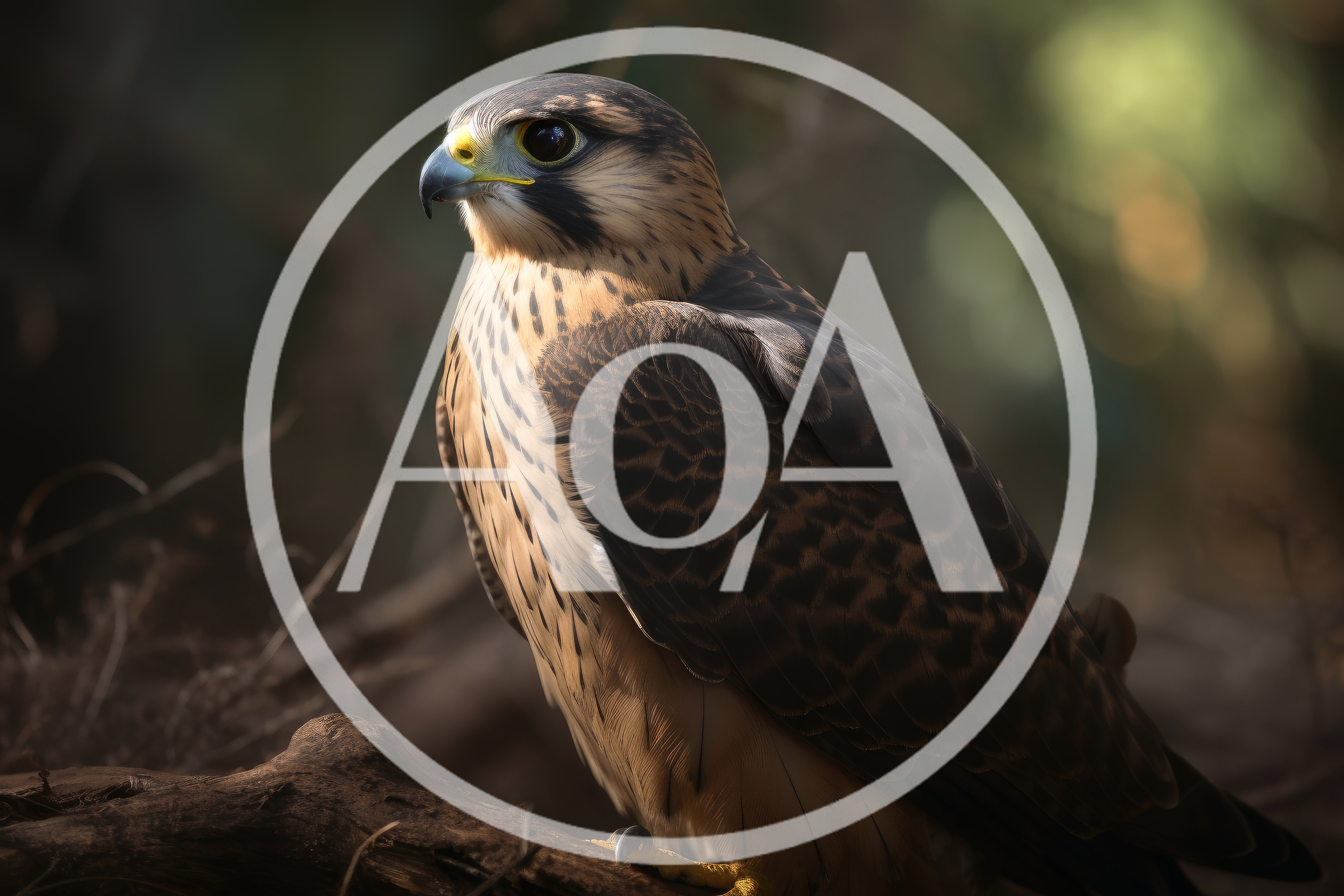 Peregrine Falcon Perched On A Tree Branch