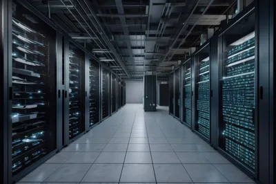 Modern Data Center Server Room Aisle