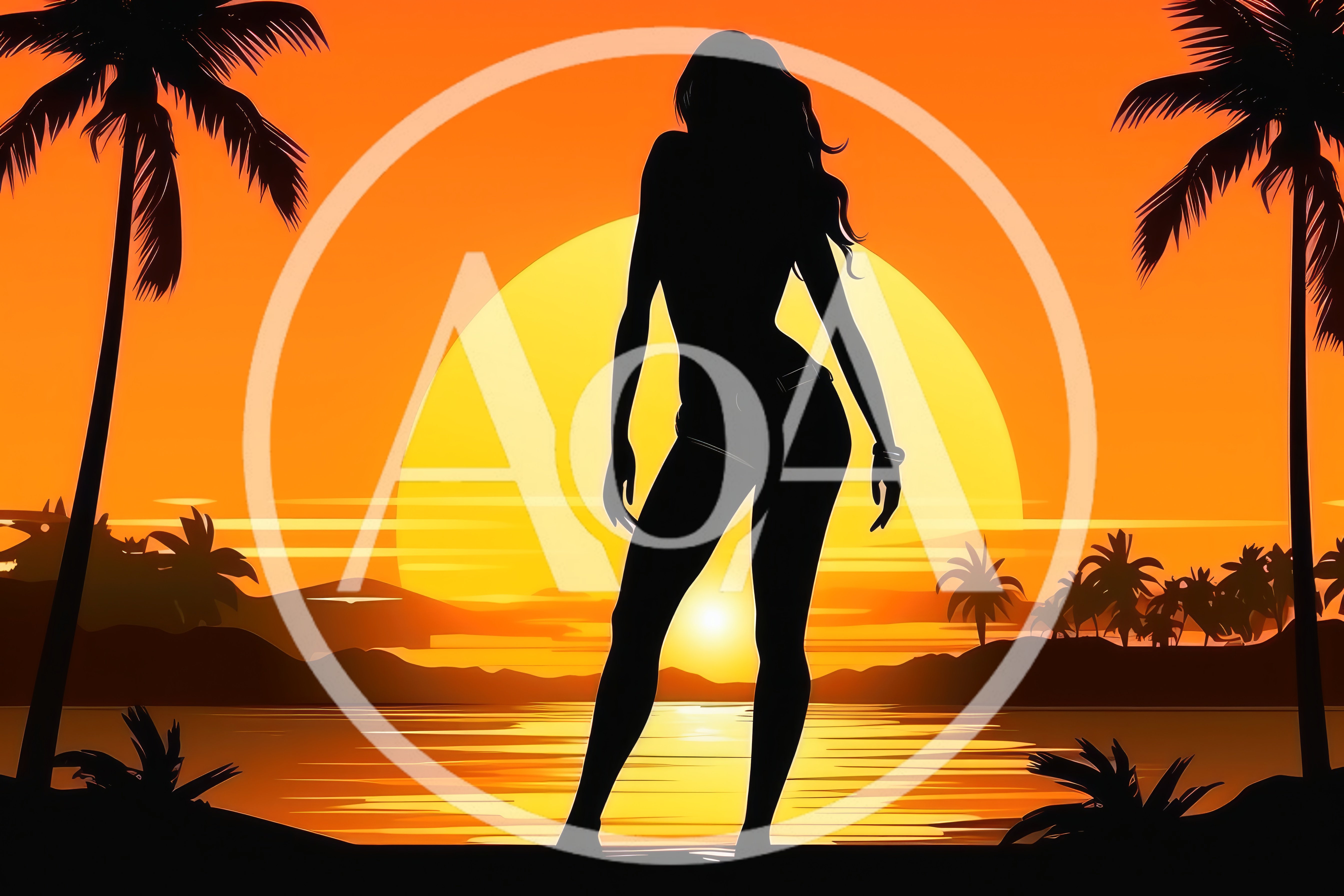 Silhouette Of A Woman Standing On A Tropical Beach