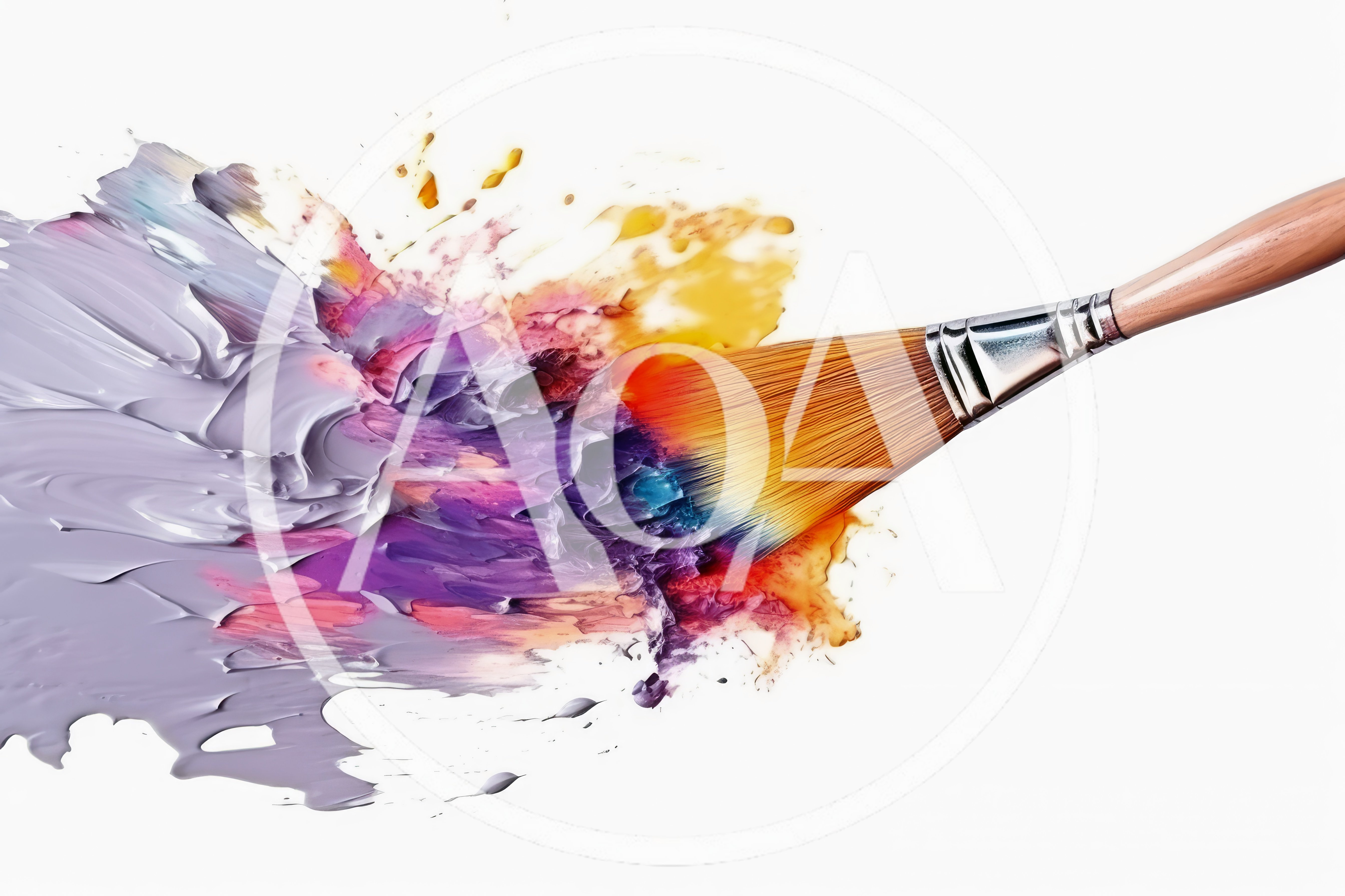 Paintbrush Creating Vibrant Abstract Oil Paint Stroke