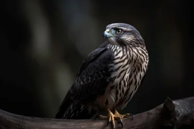 Majestic Juvenile Northern Goshawk Perched on Branch