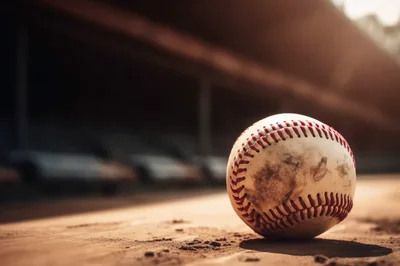 Dirty Baseball Resting On A Dusty Infield