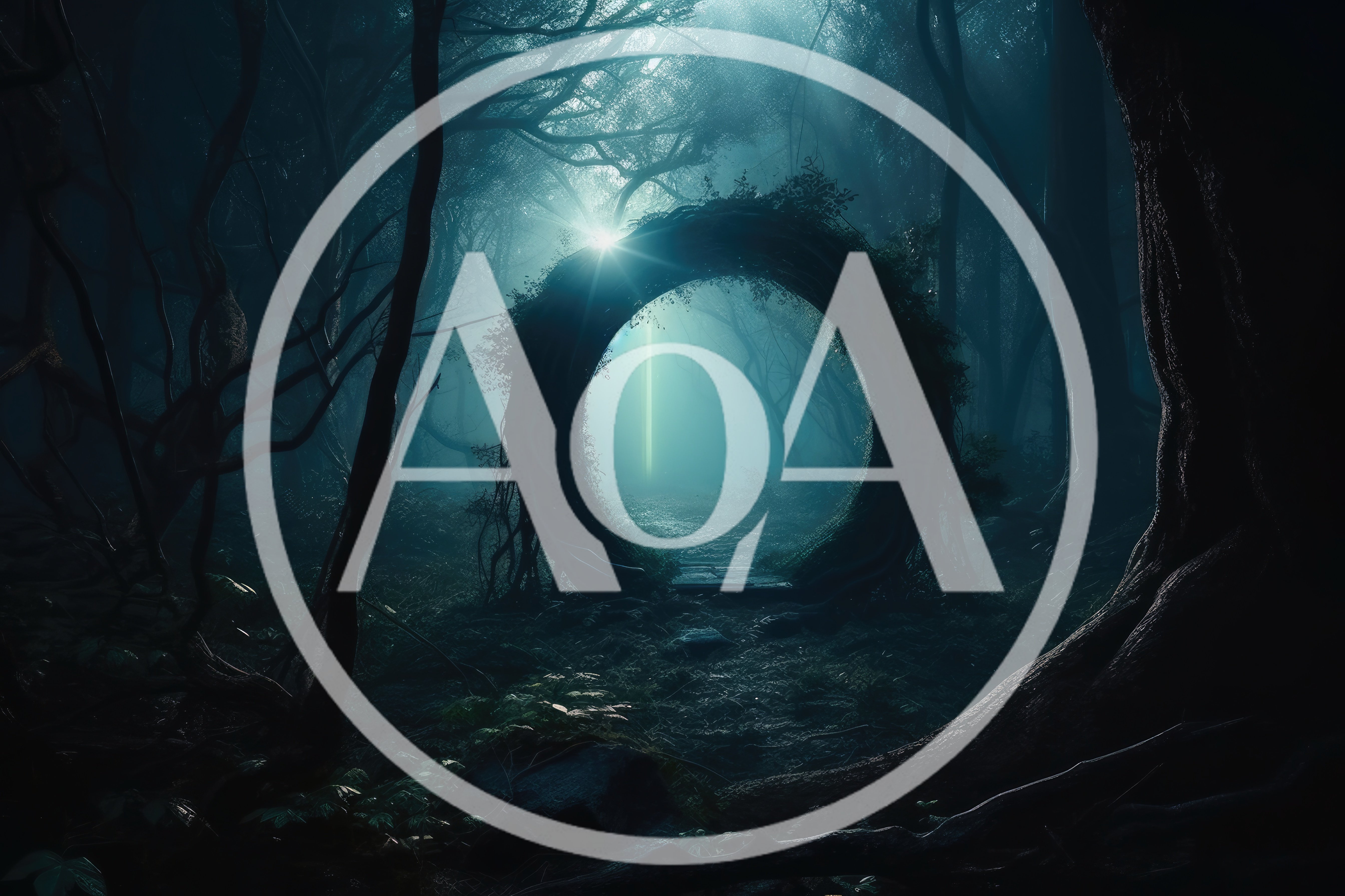 Mystical Stone Portal In A Dark Enchanted Forest