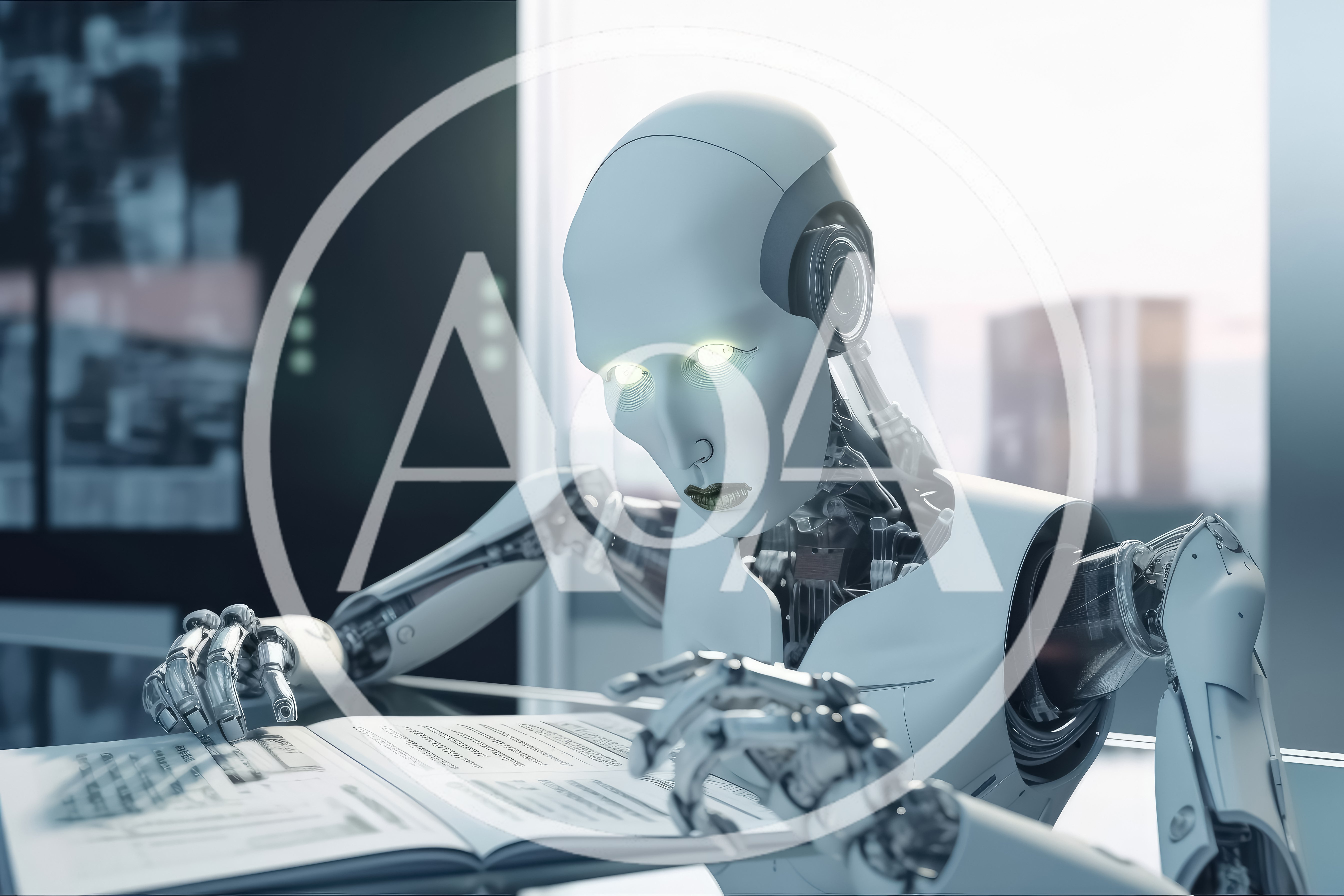 Humanoid Robot Reading A Technical Manual