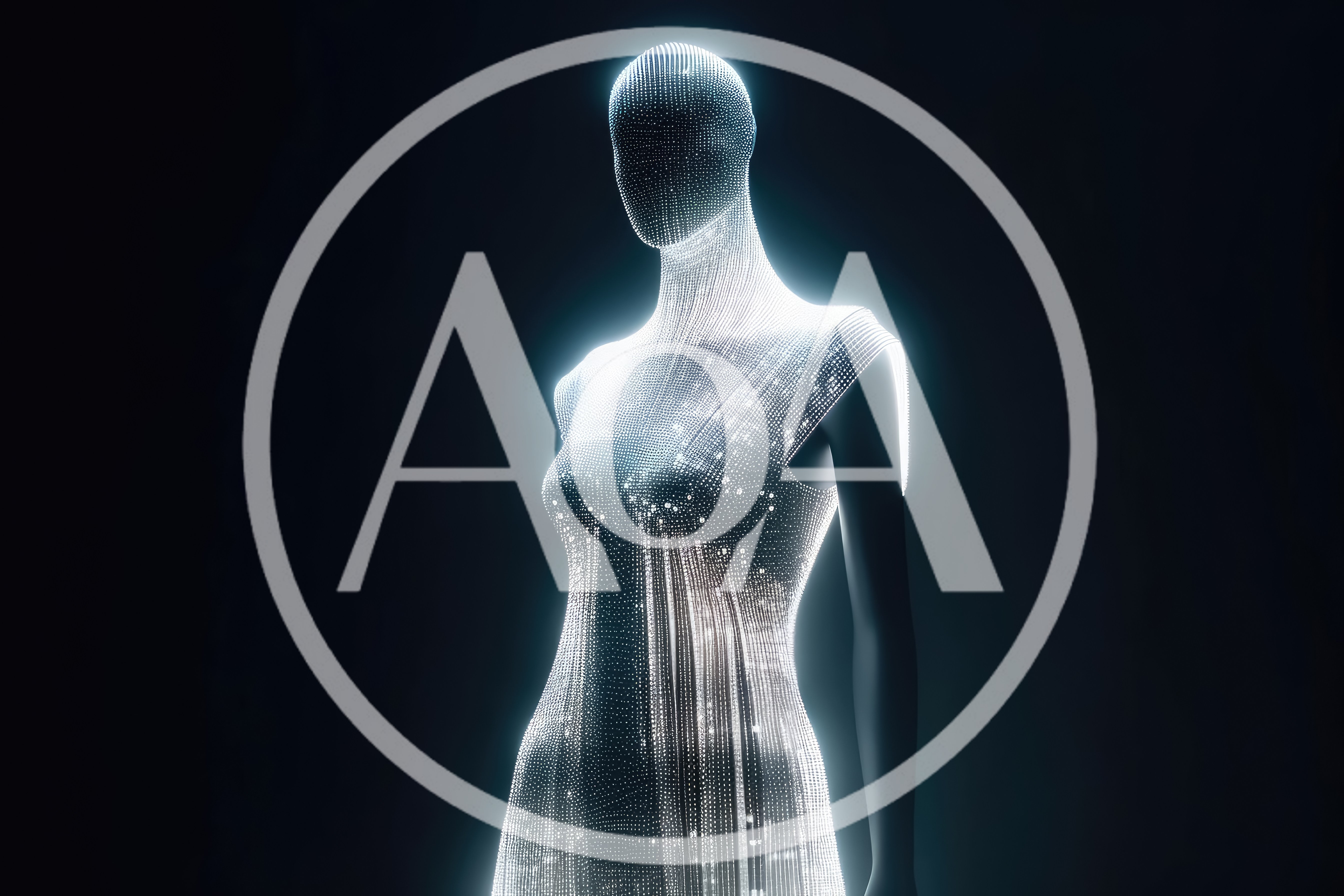 Digital Humanoid Mannequin Made Of Glowing Data Particles