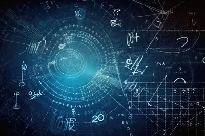 Abstract Digital Background With Mathematical Formulas And Geometric Patterns