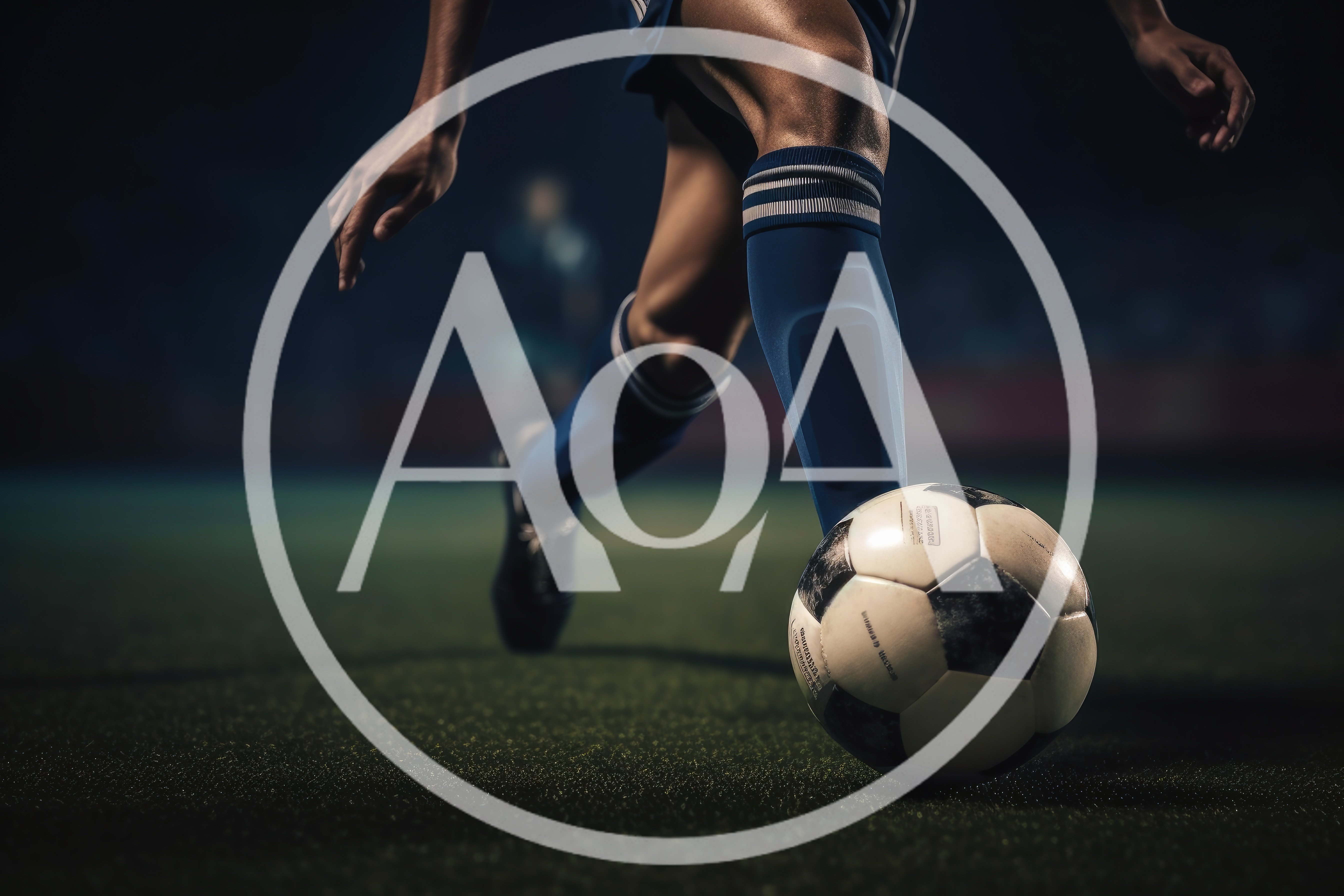 Soccer Player Dribbling Ball On Stadium Field