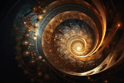 Abstract Golden Spiral Staircase Fractal Art