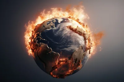 Burning Earth Globe Concept Representing Climate Change