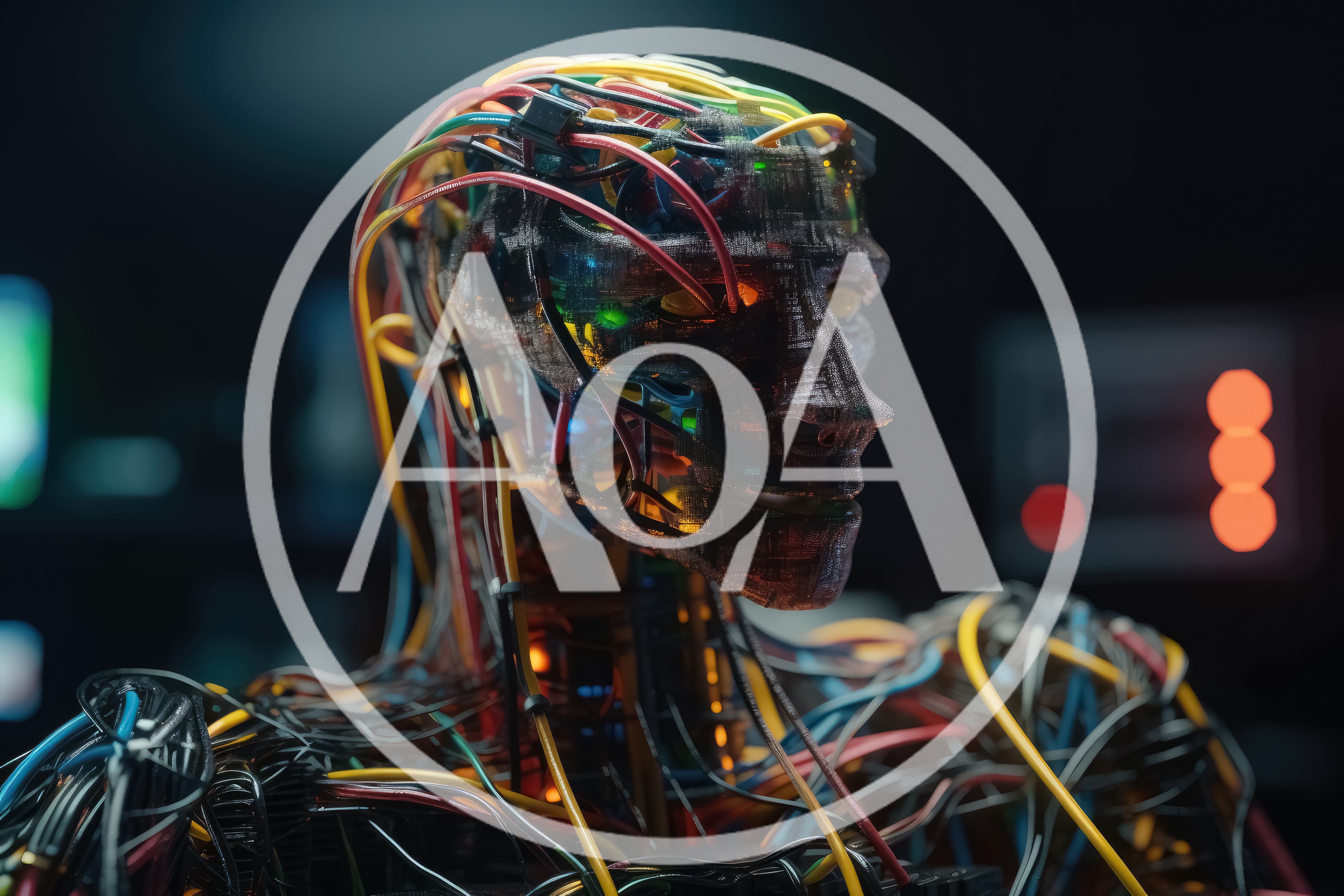 Futuristic Android Head With Intricate Wiring And Cables