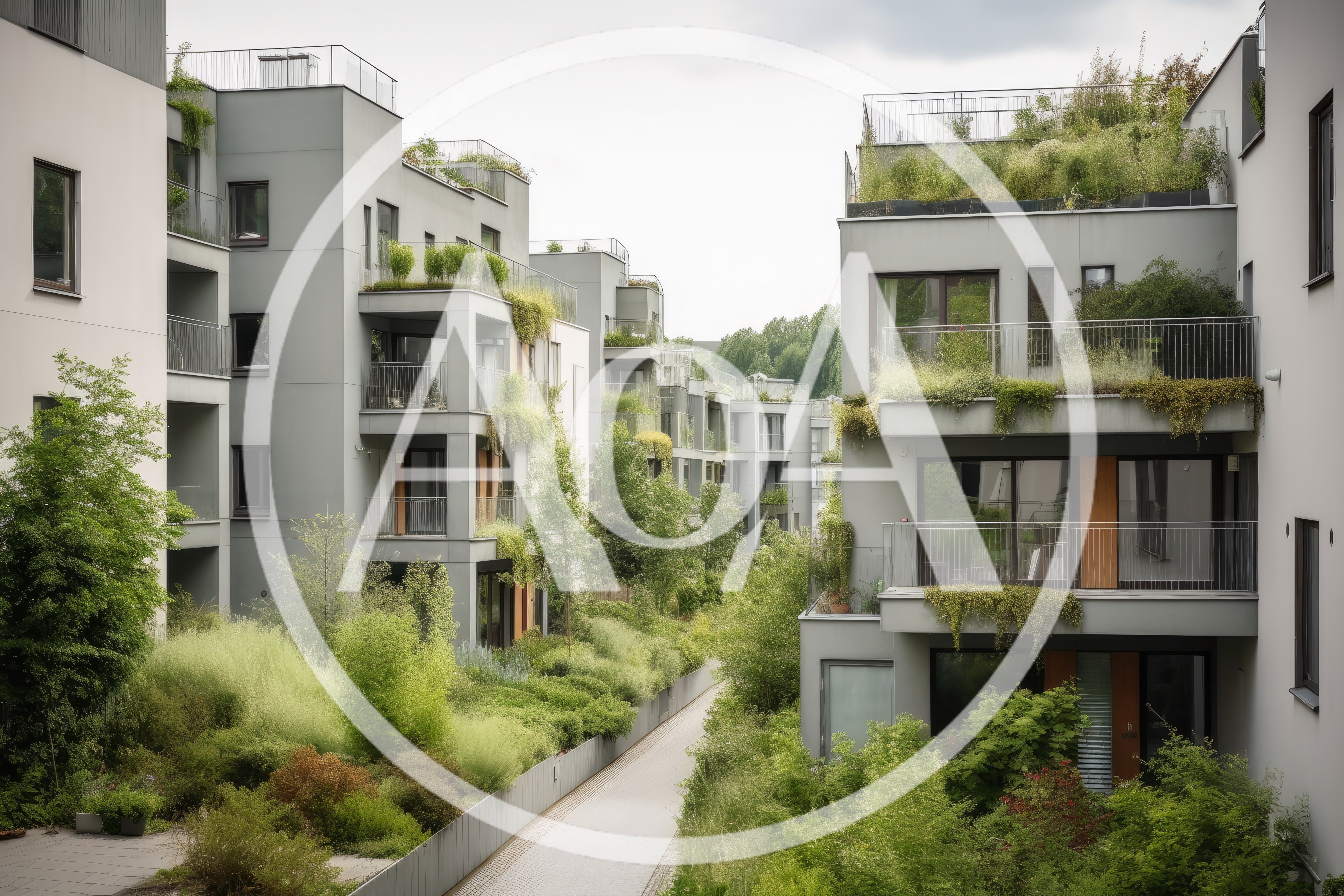 Modern Residential Apartment Complex With Lush Greenery