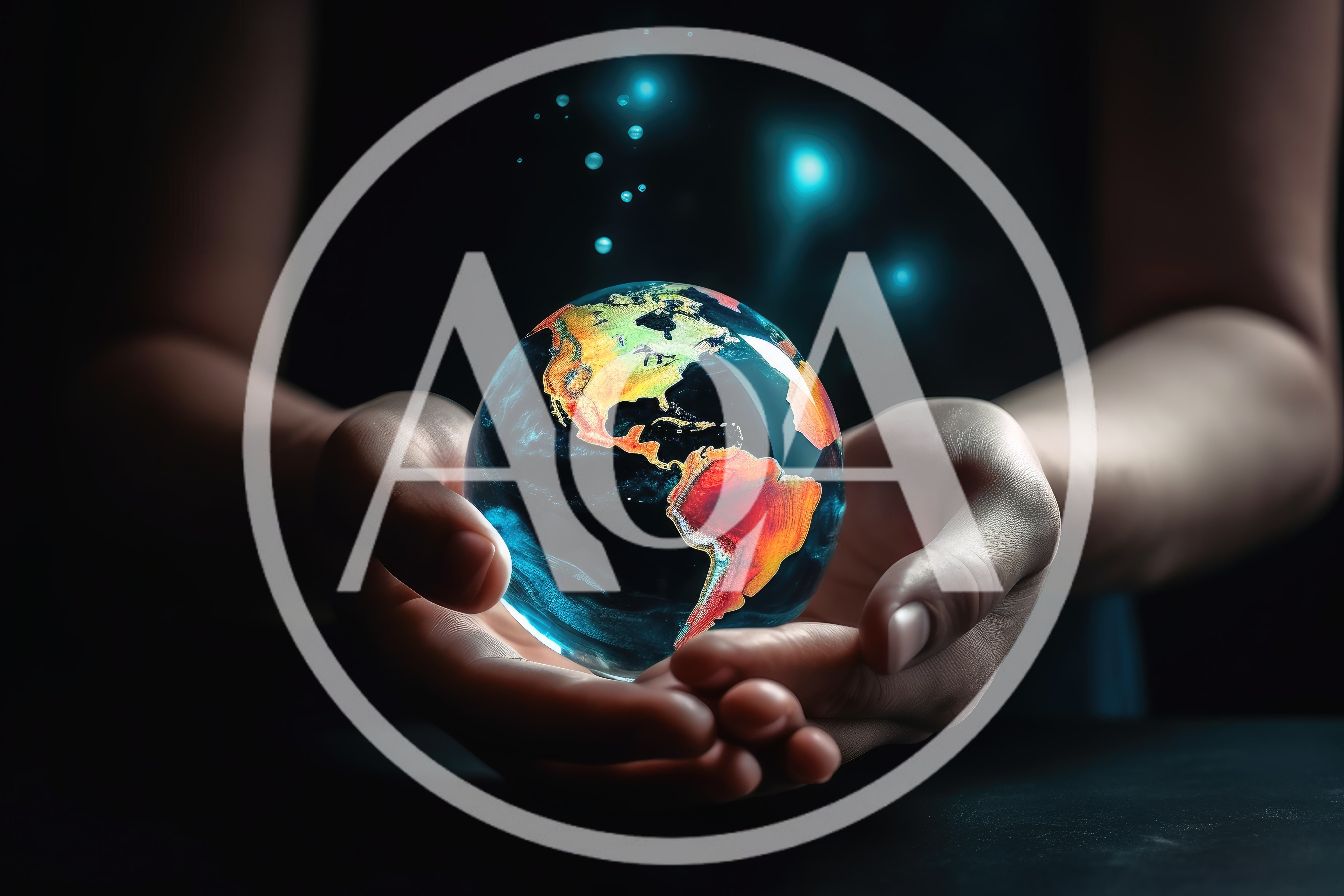 Human Hands Holding A Glowing Glass Earth Globe