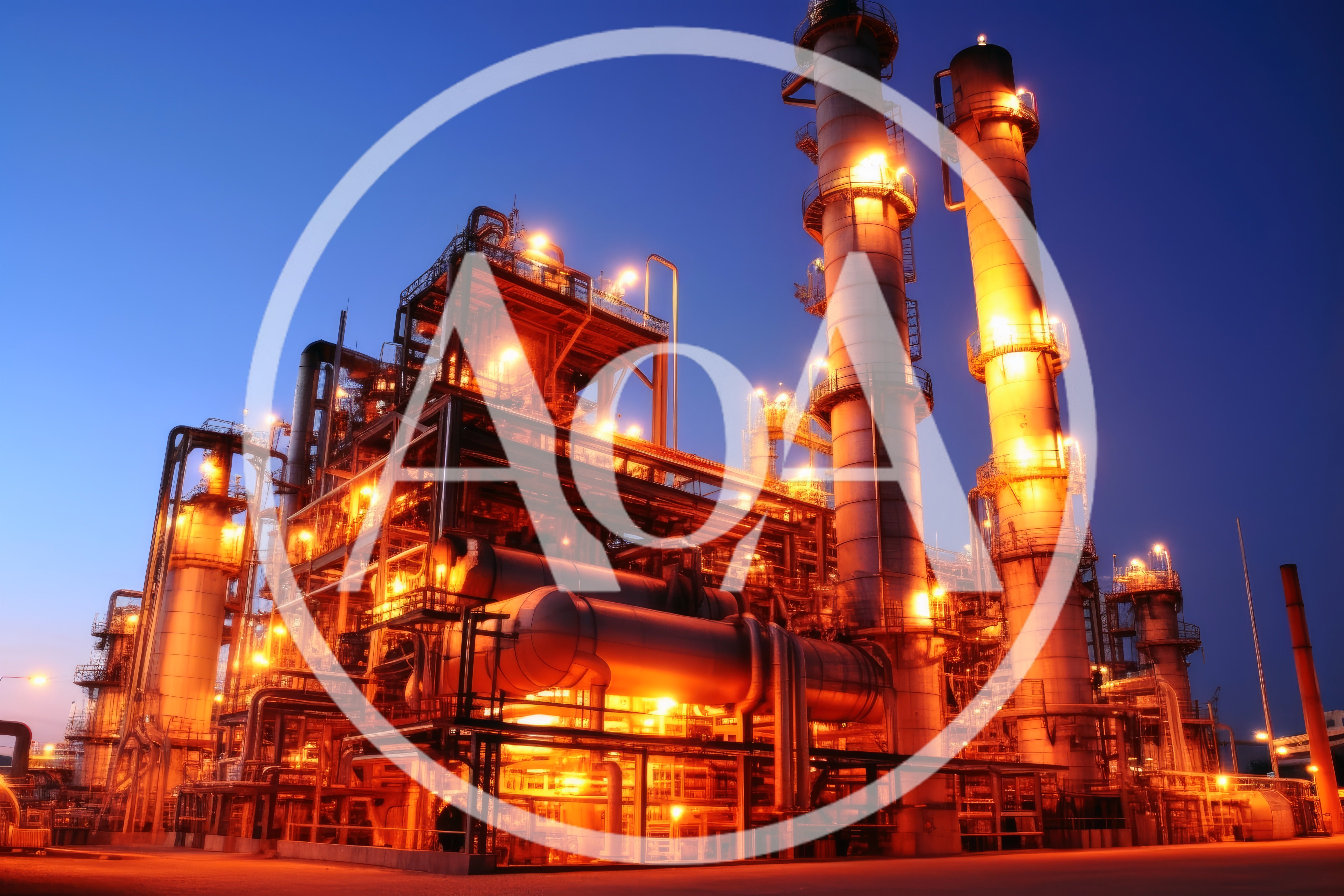 Industrial Oil Refinery Plant at Night