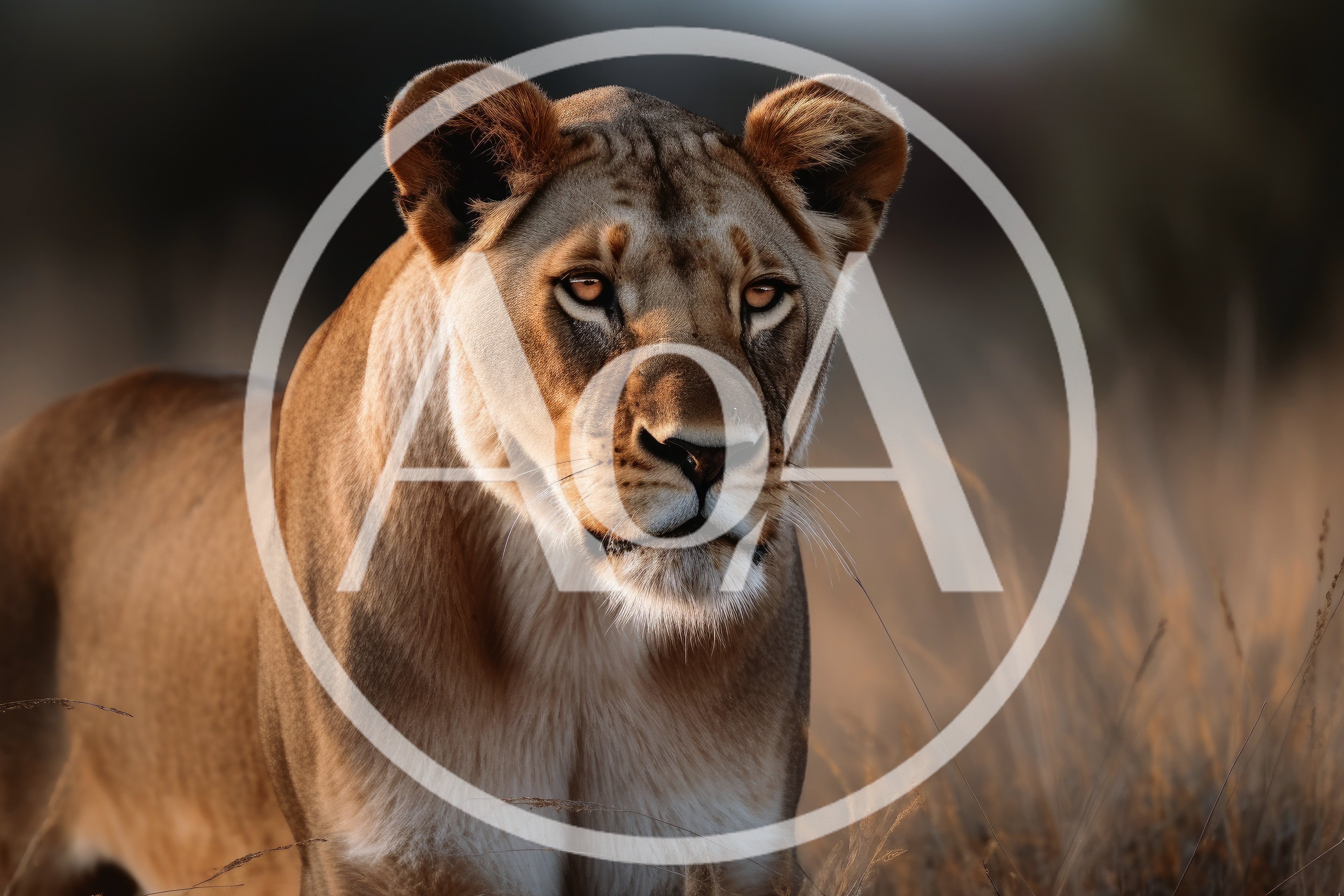 Majestic Lioness Standing In The African Savanna