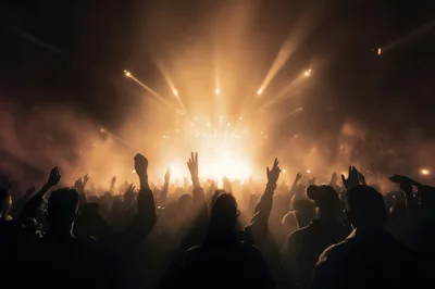 Crowd With Raised Hands At A Concert