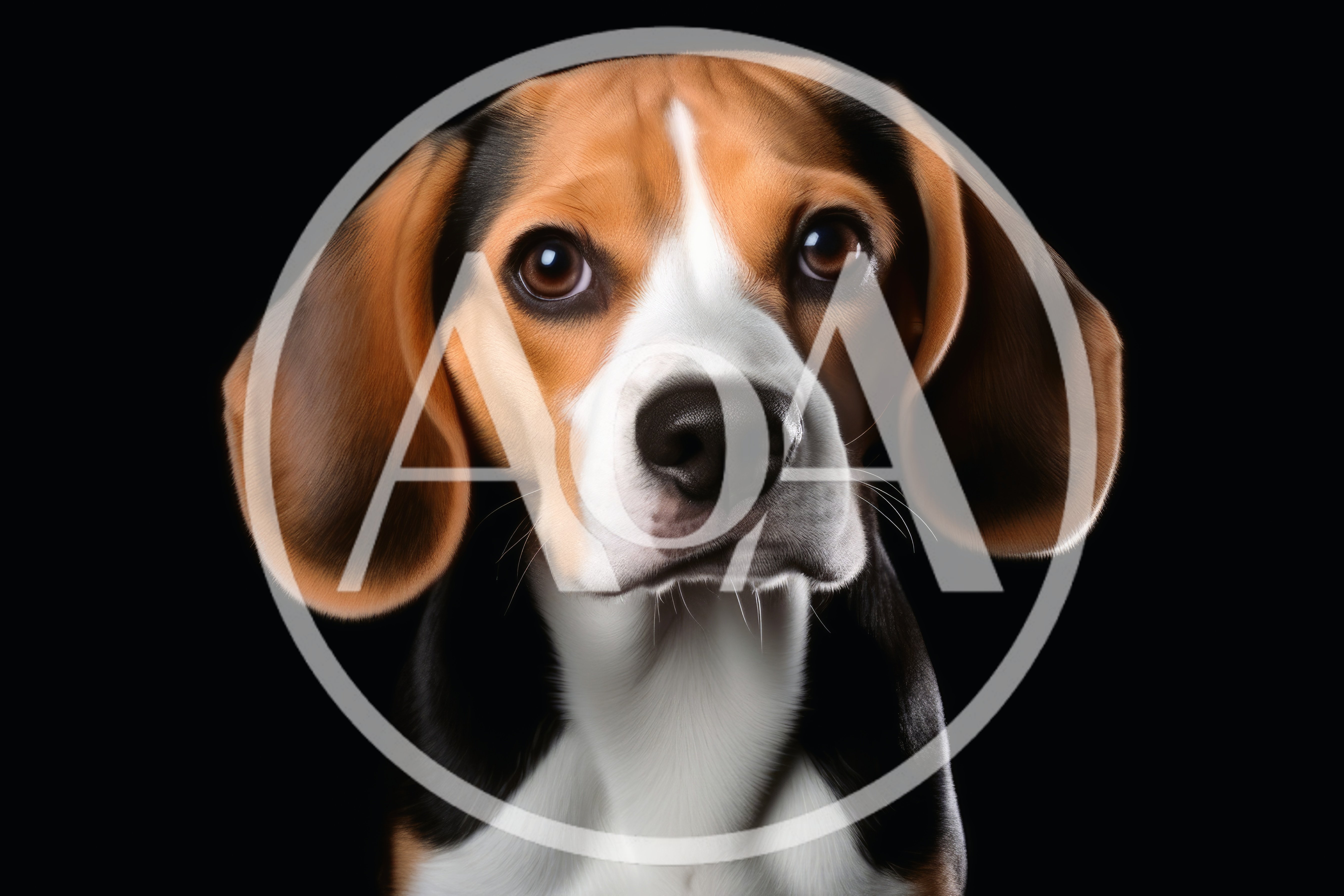 Portrait Of A Beagle Dog On Black Background