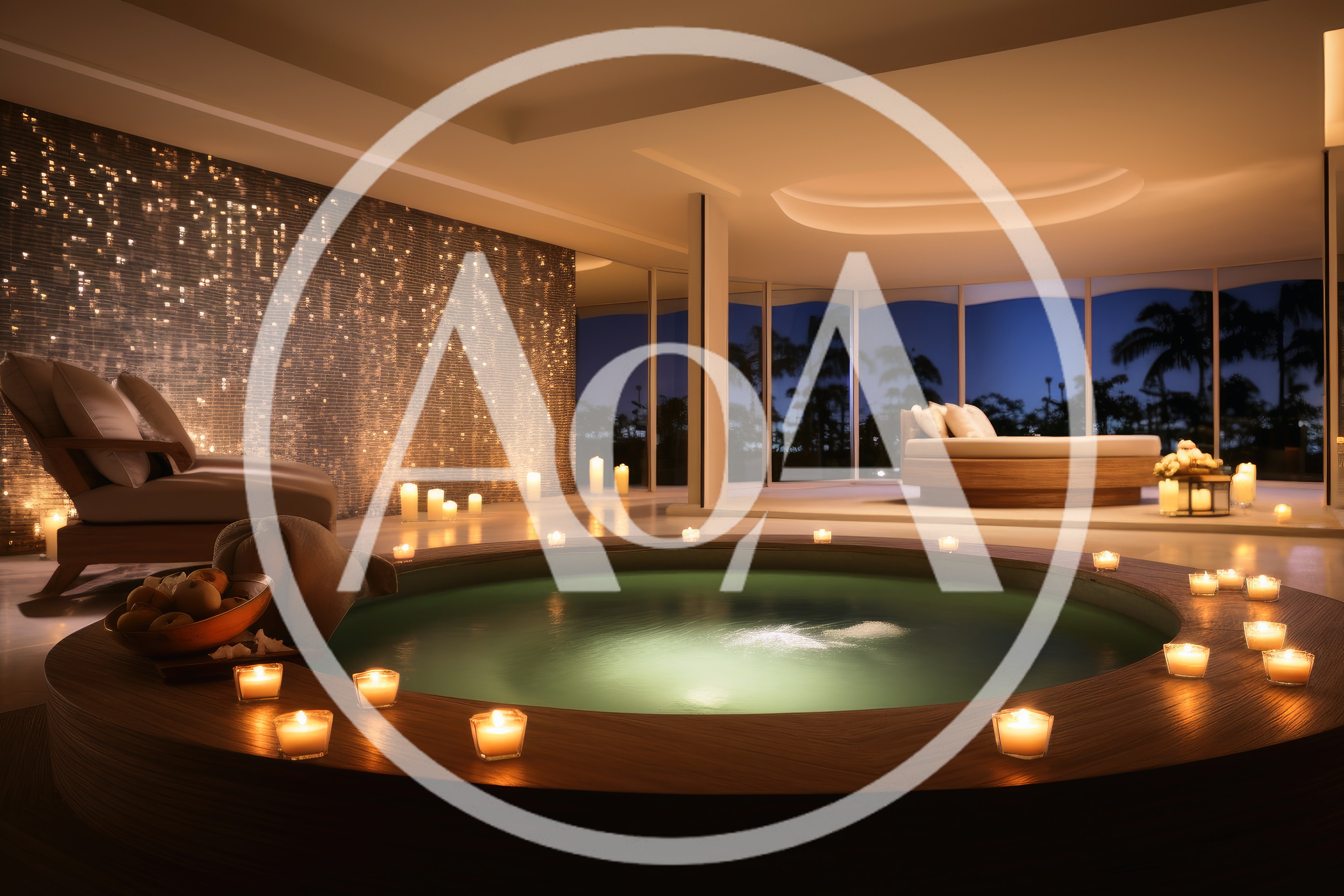 Luxury Spa Suite With Circular Hot Tub And Night View