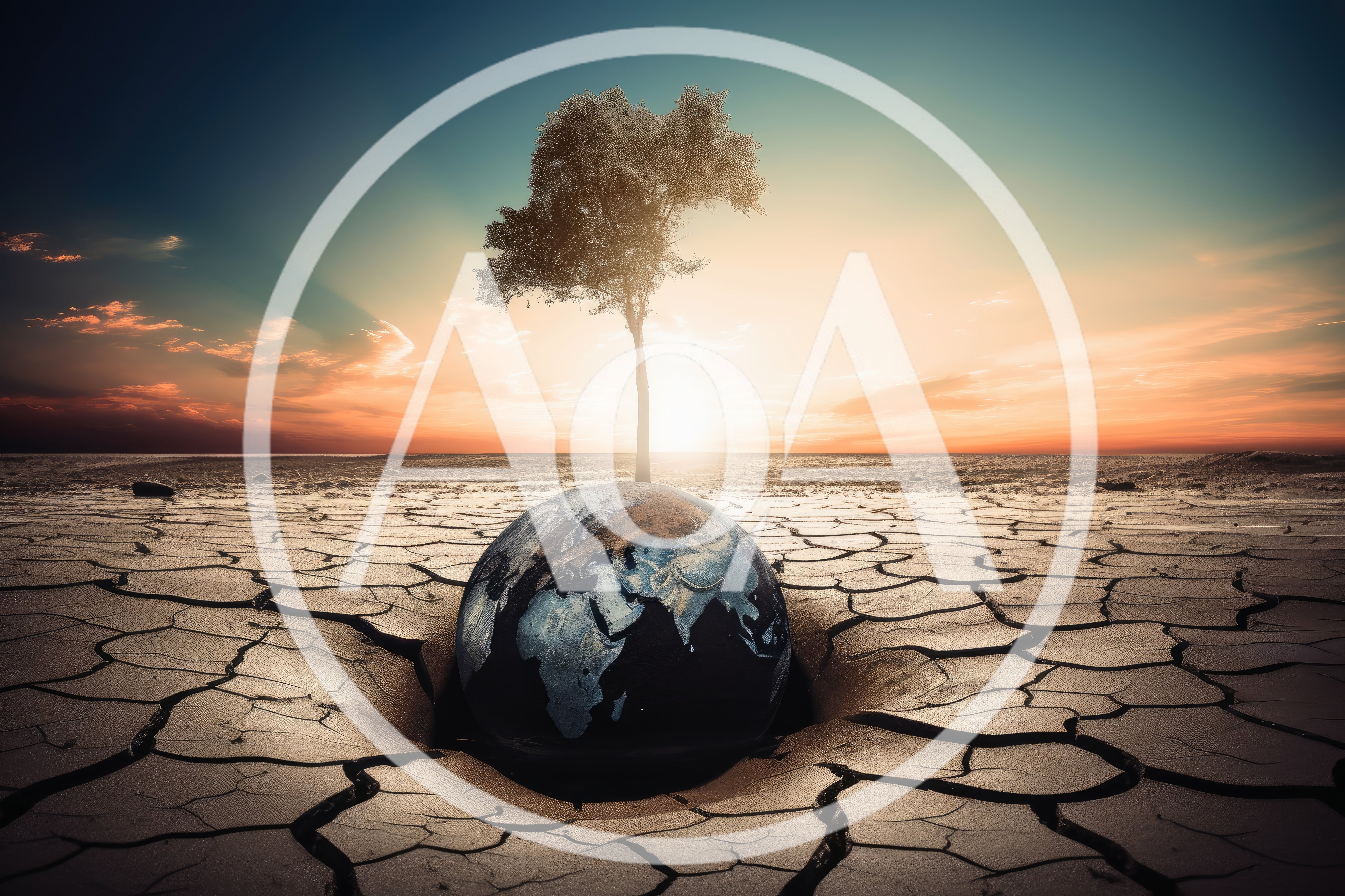 Conceptual Earth Globe In Cracked Dry Desert Landscape