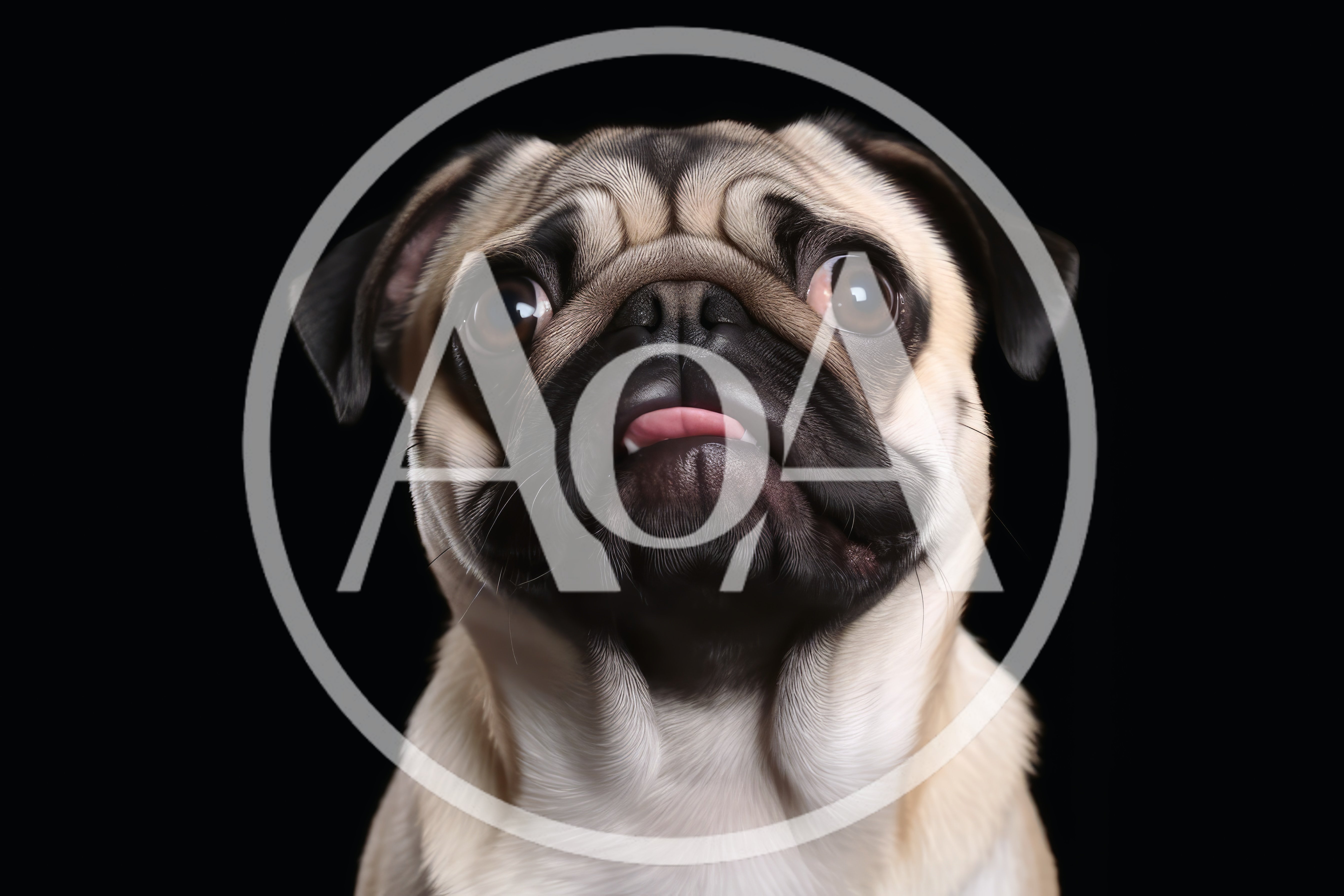 Portrait Of A Cute Pug Dog With Tongue Out