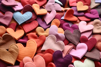 Collection Of Colorful Fabric Heart Decorations