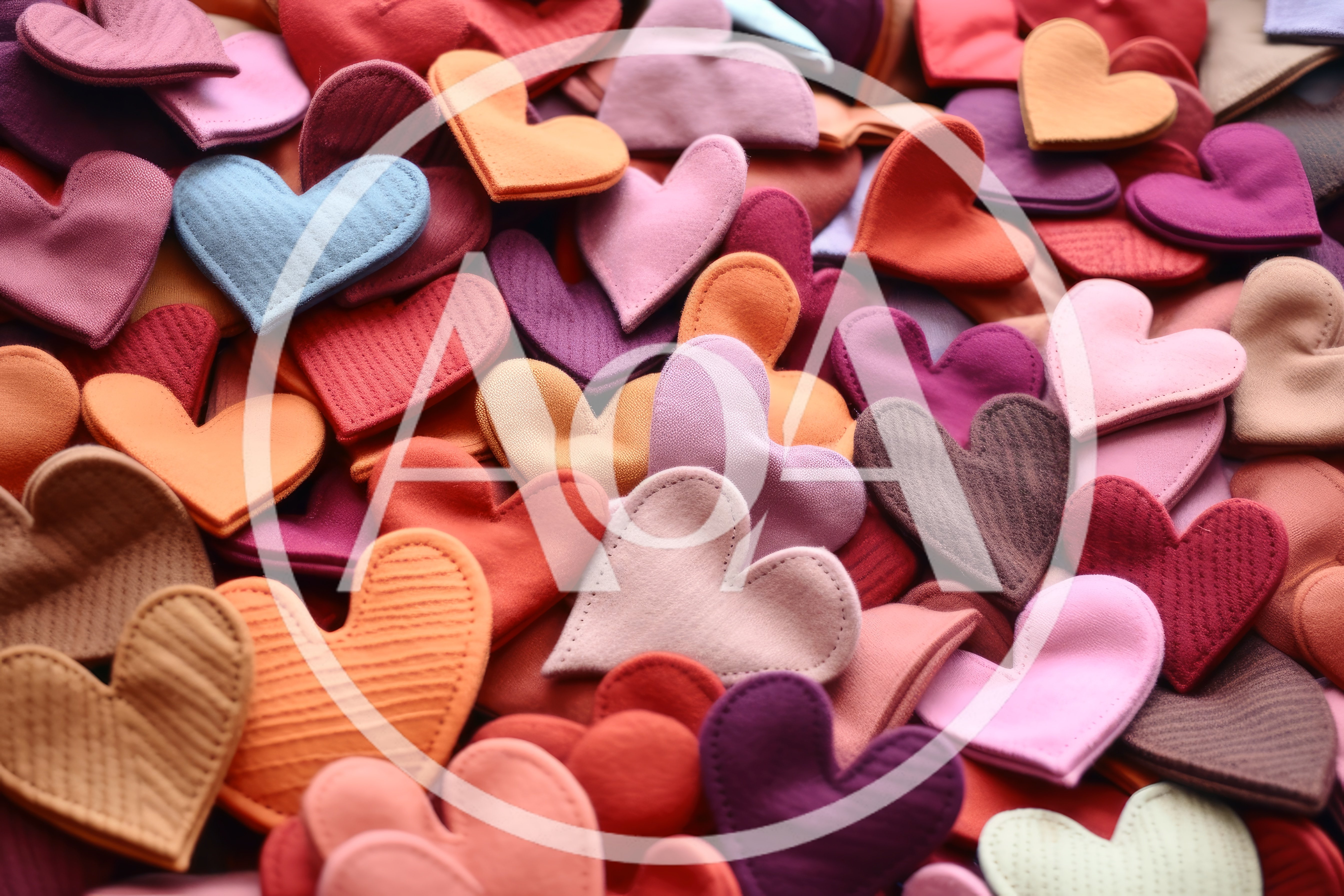 Collection Of Colorful Fabric Heart Decorations