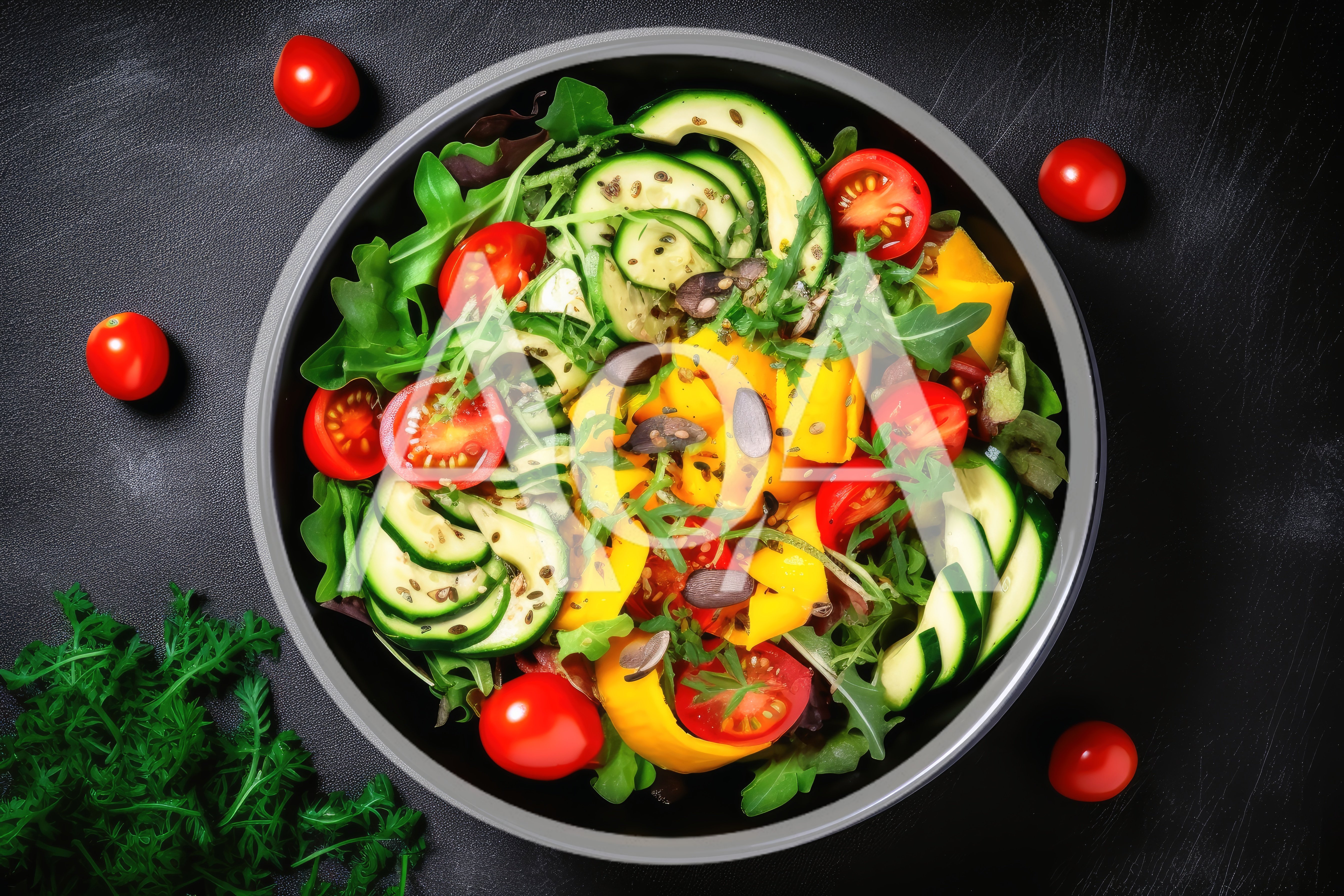 Fresh Vegetable Salad Bowl With Tomatoes And Avocado