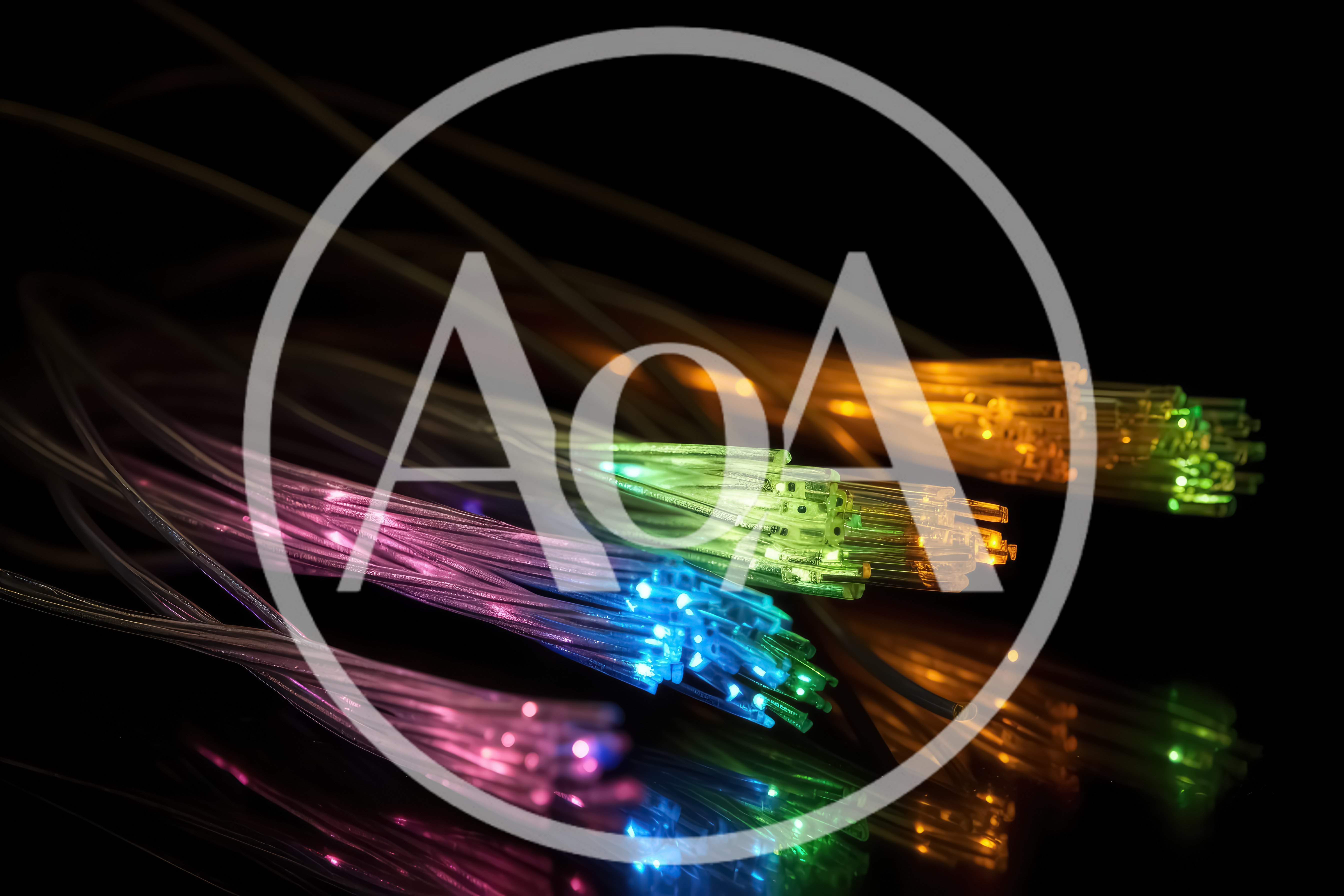 Fiber Optic Cables Glowing With Colorful Light
