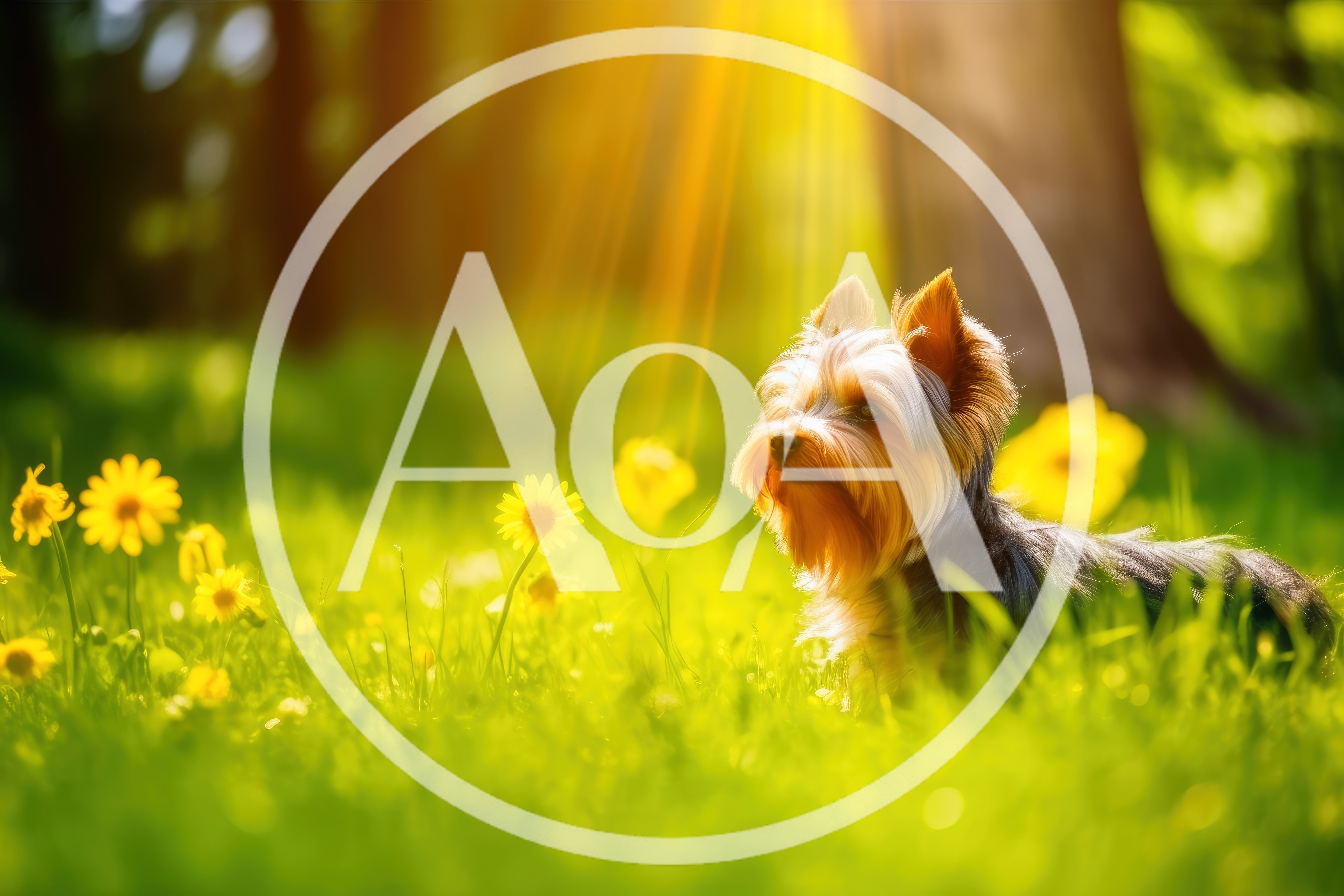 Yorkshire Terrier Sitting In A Sunny Meadow