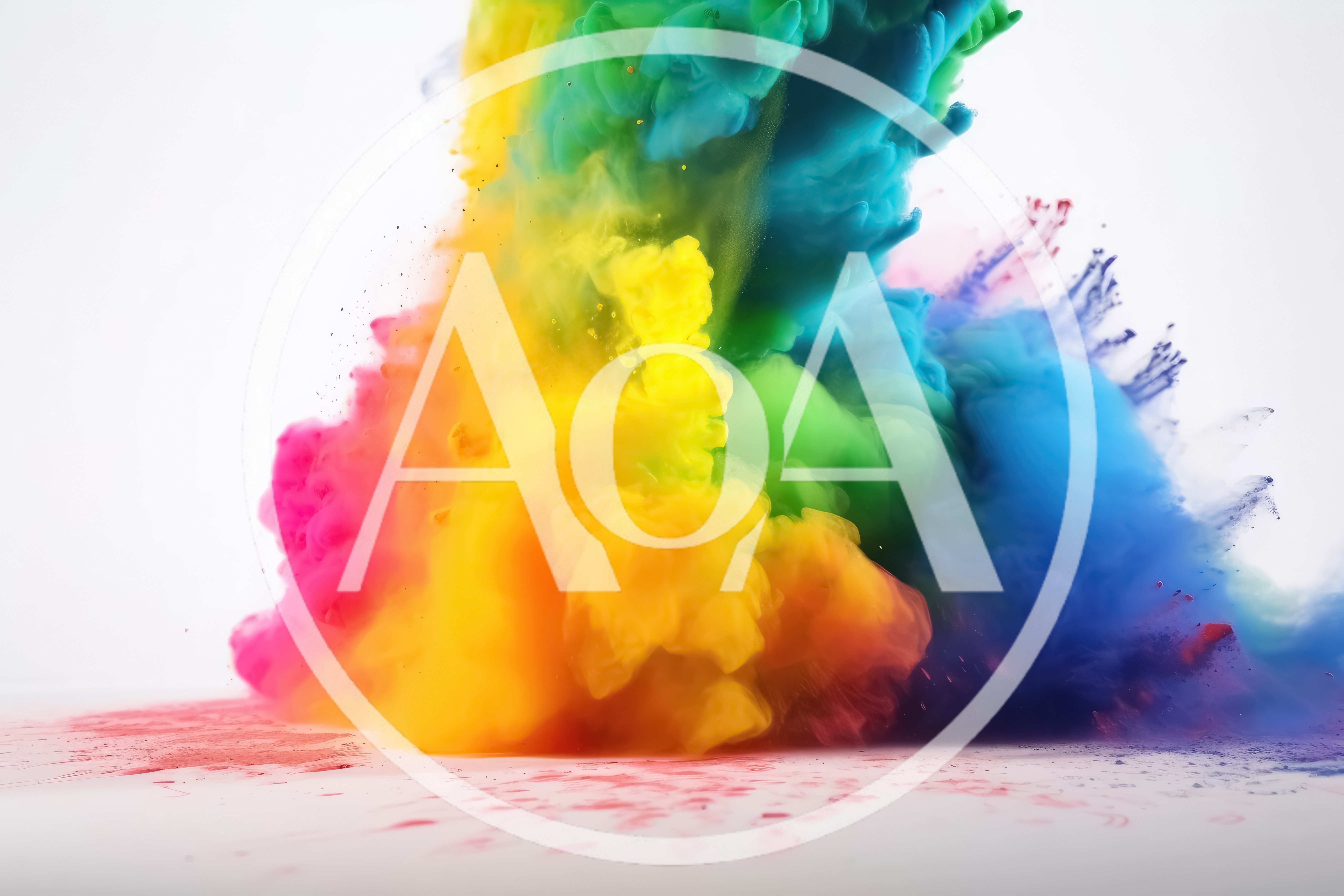 Vibrant Multi-Colored Powder Explosion Against White Background
