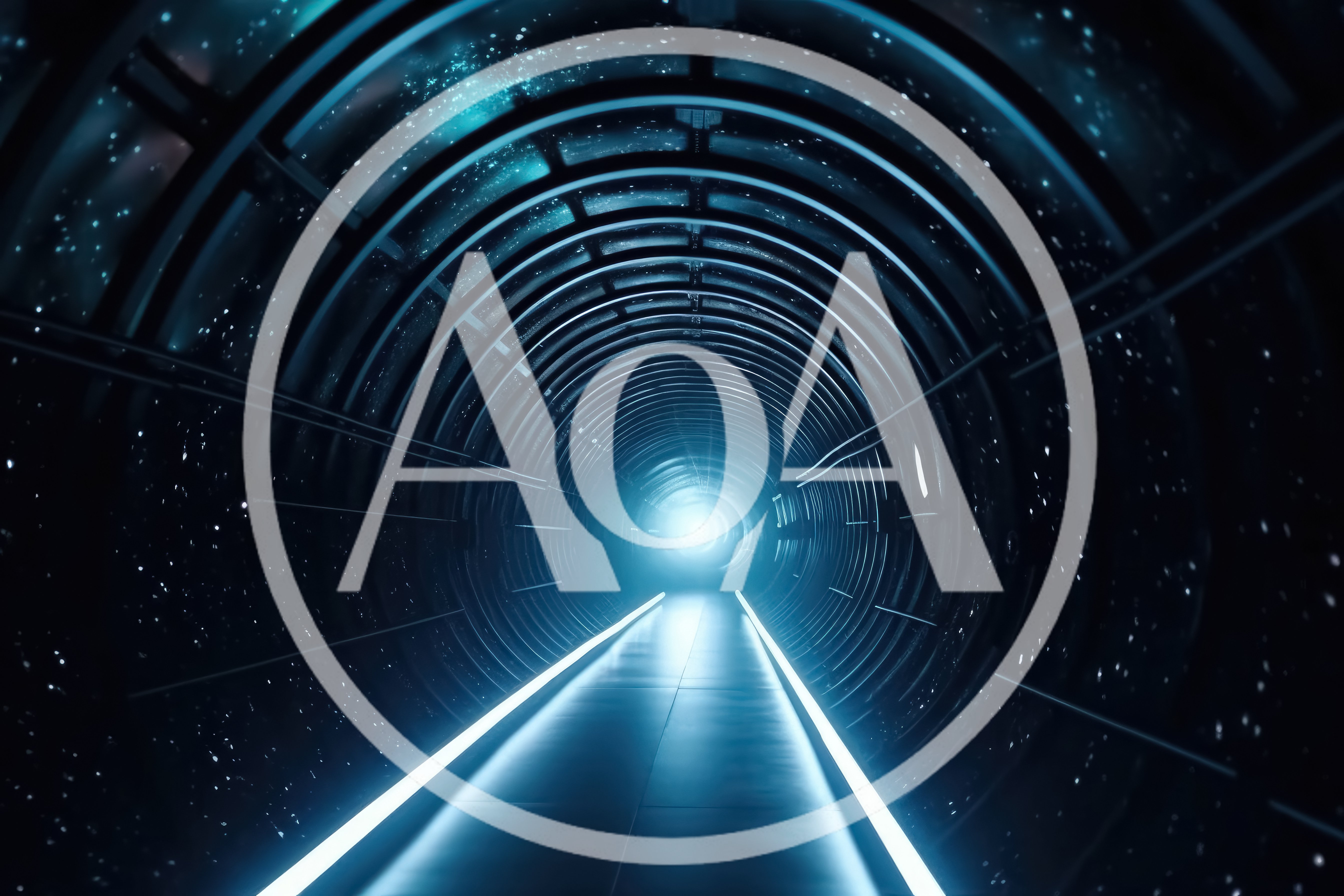 Futuristic Space Station Corridor With Glowing Light Tunnel