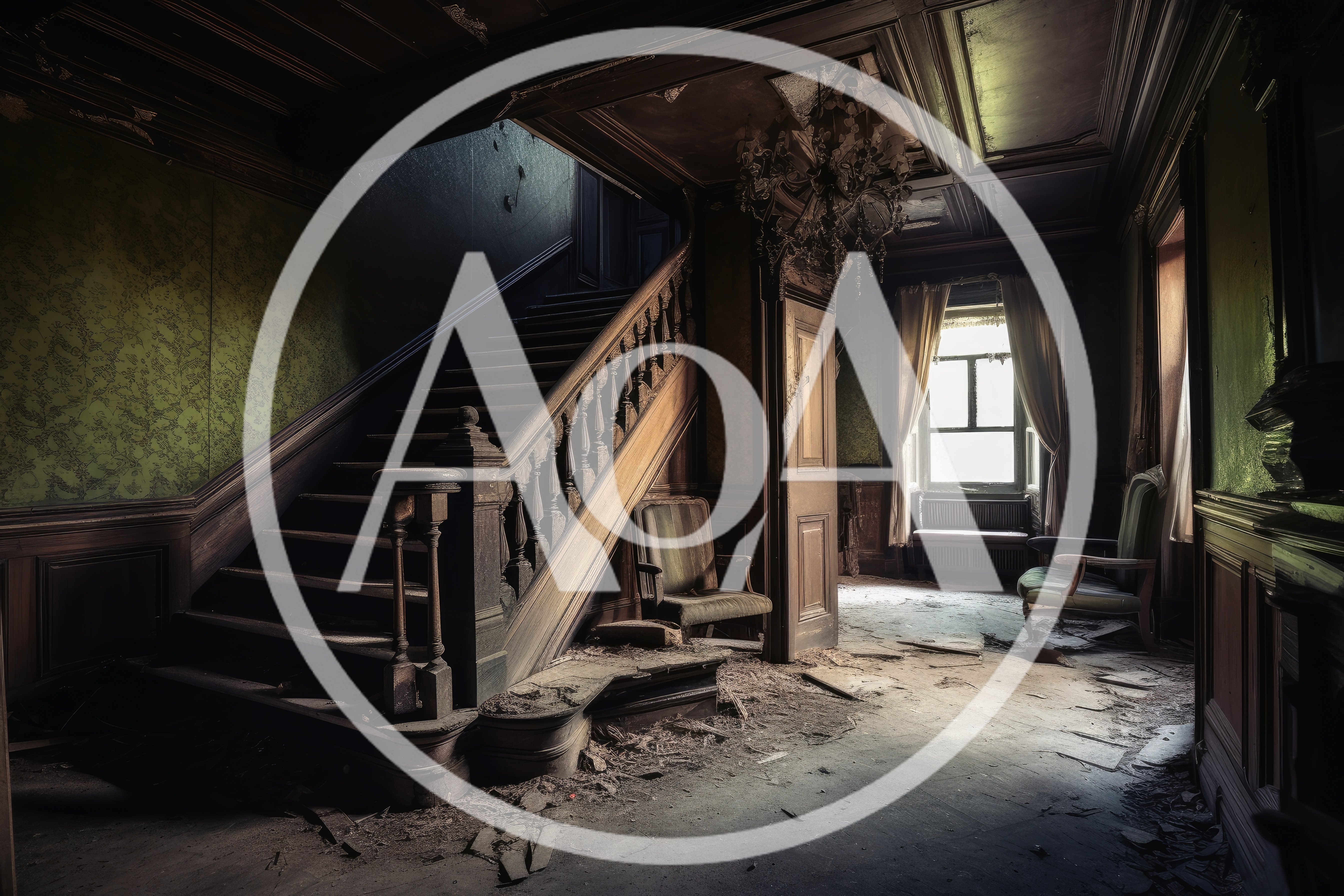 Abandoned Victorian Mansion Interior With Grand Staircase