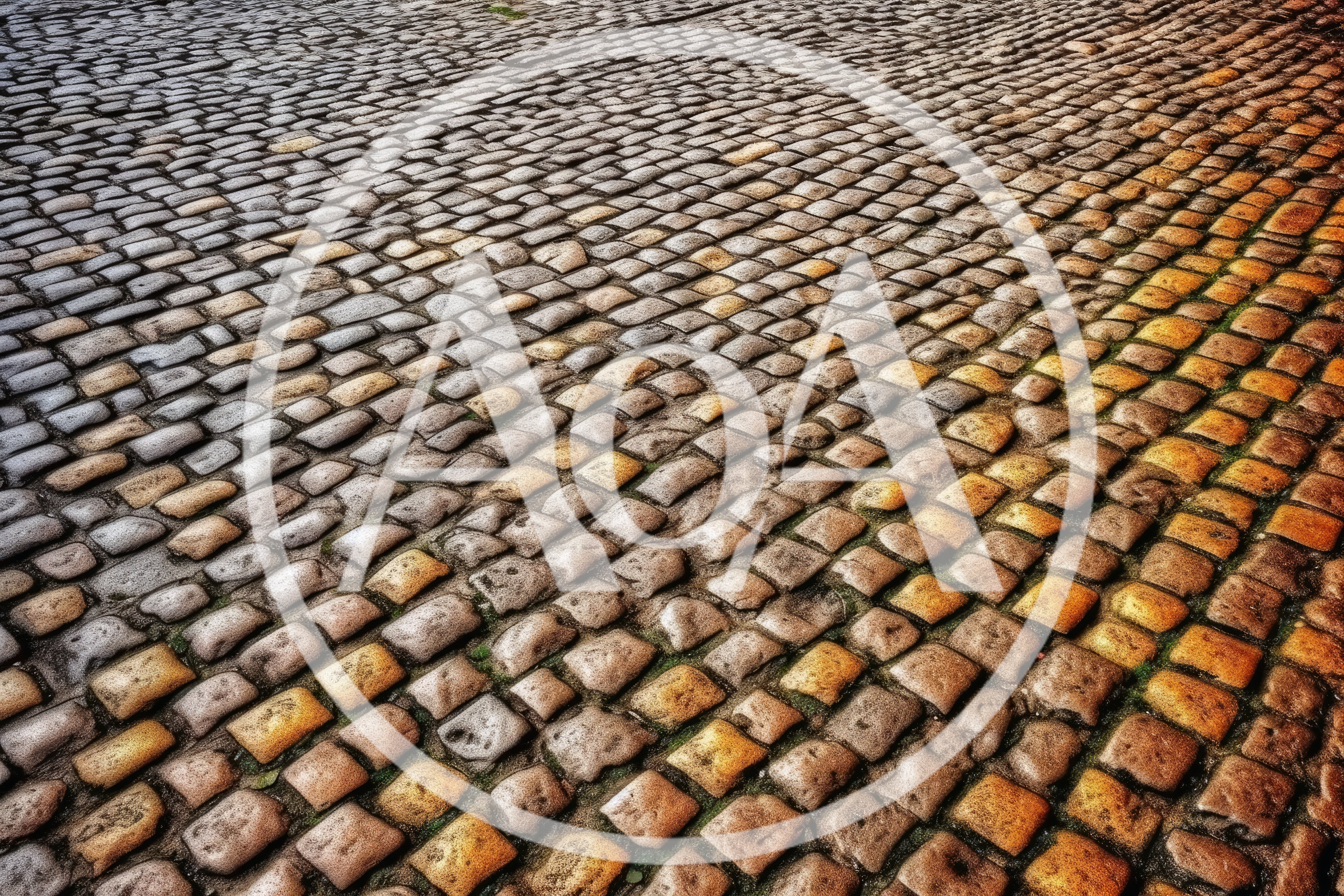 Textured Cobblestone Street Surface With Warm Lighting