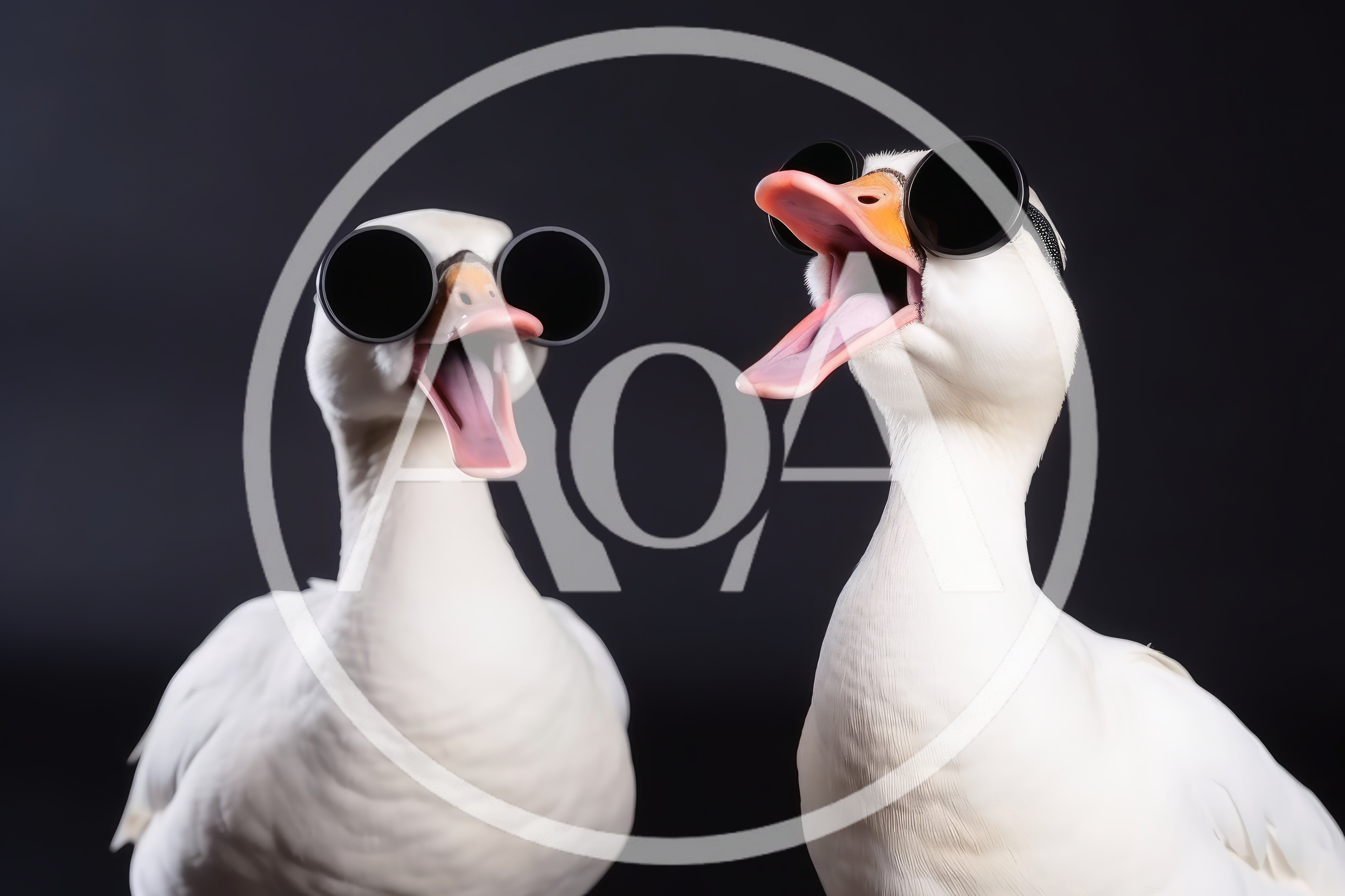 Two Funny White Ducks Wearing Sunglasses