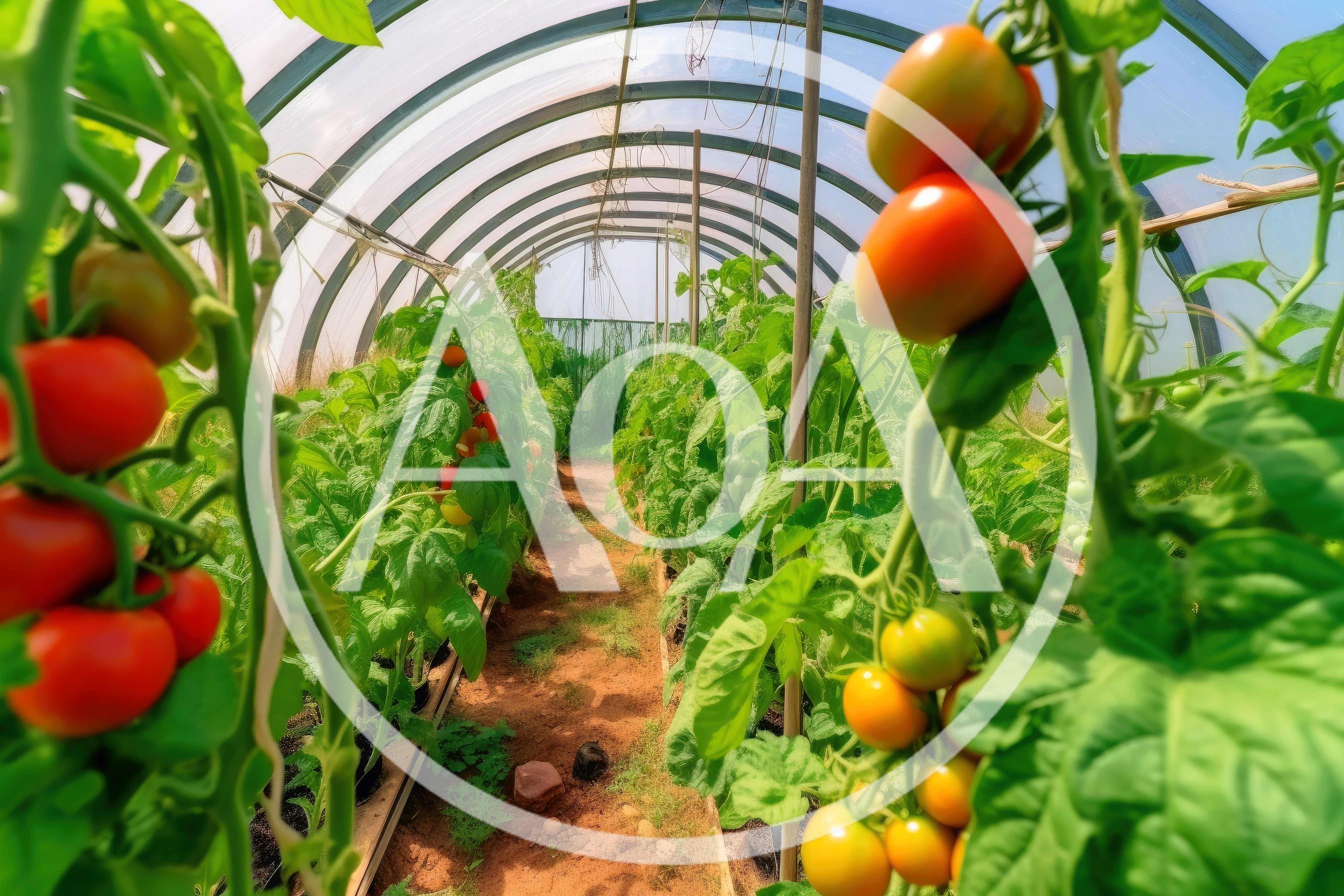 Ripe Tomatoes Growing Inside A Greenhouse Tunnel