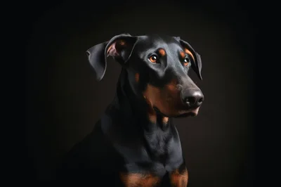 Portrait Of A Doberman Pinscher Dog