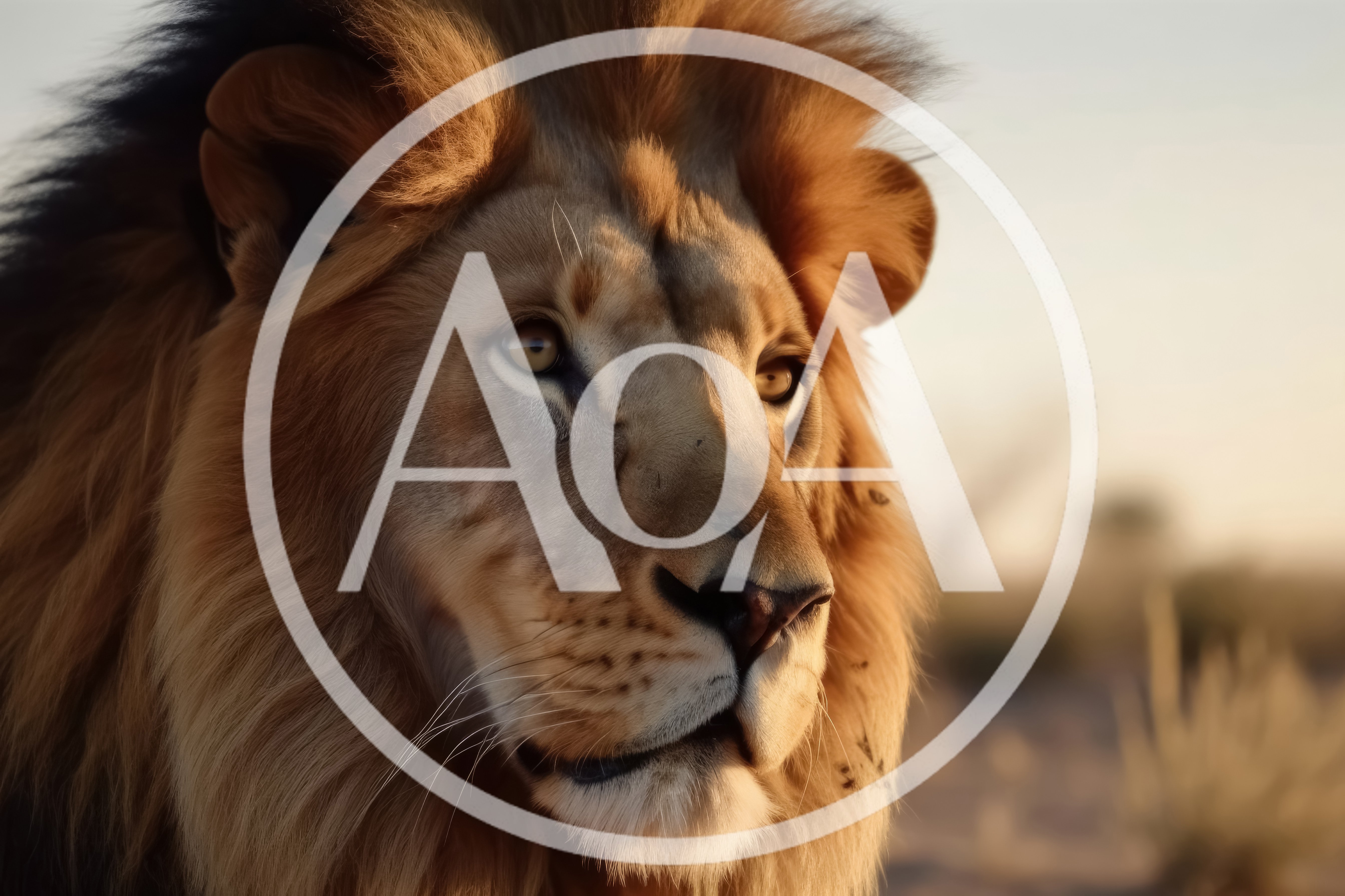Majestic Male Lion Portrait In Golden Hour Light