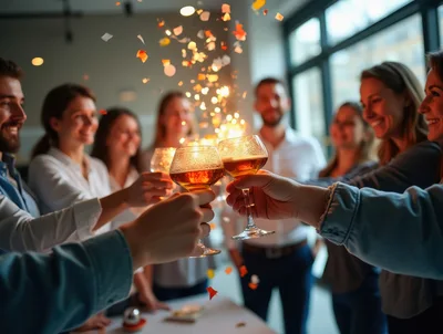 Group Of Friends Celebrating With A Toast