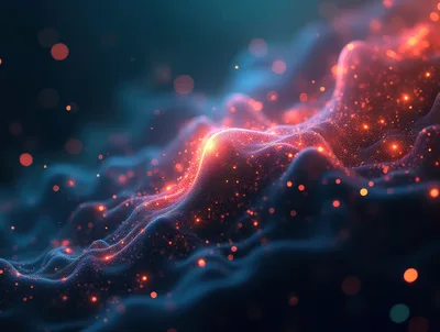 Abstract Digital Waveform With Glowing Particle Particles