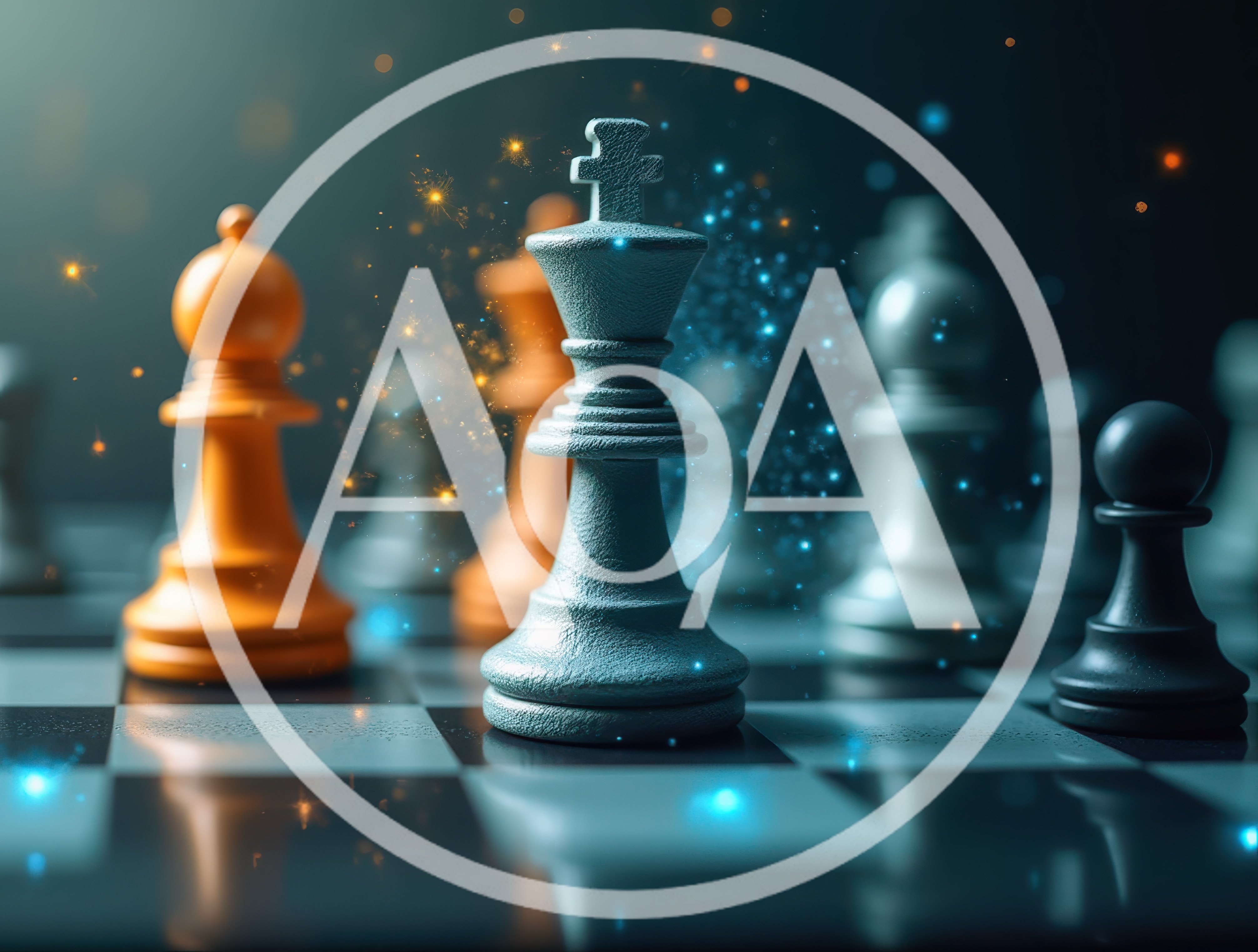 Chess King Piece Surrounded By Glowing Particles
