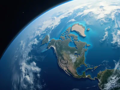 Satellite View Of North America From Space